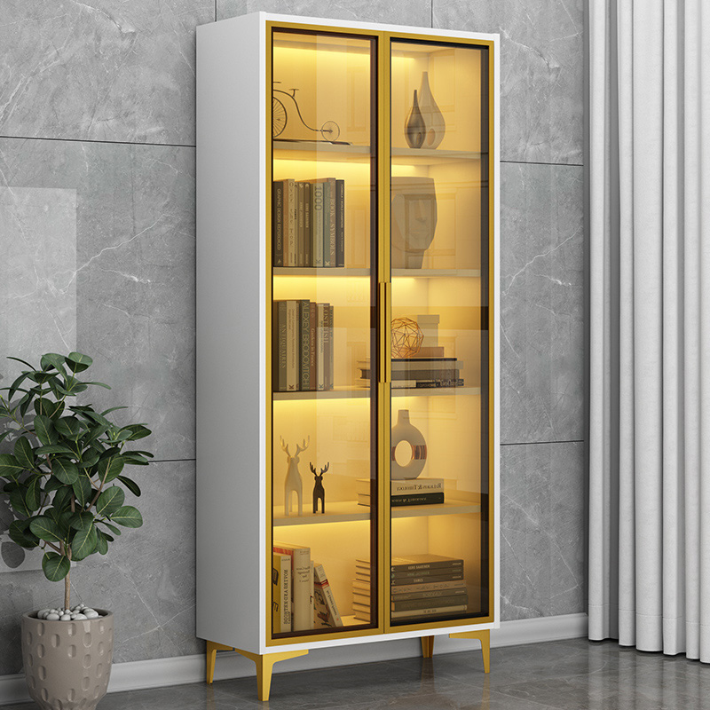 Glam Glass Accent Cabinet with Lighting | Ormau - image 29