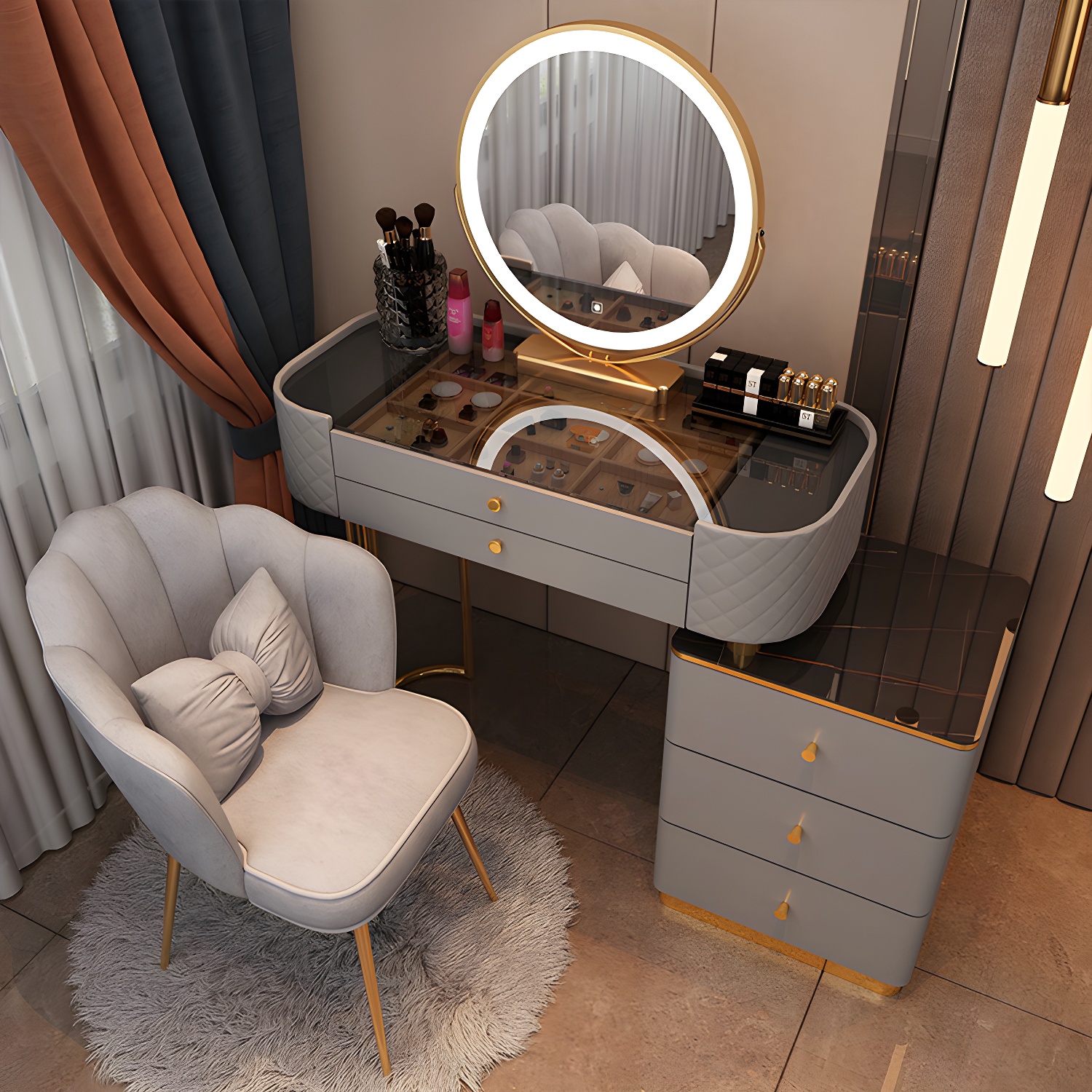 Lighted Vanity Table Set | Ormau - image 31