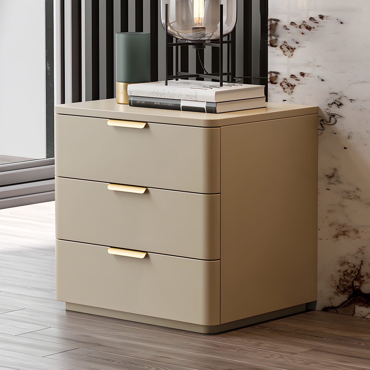 Leather Accent Nightstand | Ormau - image 3