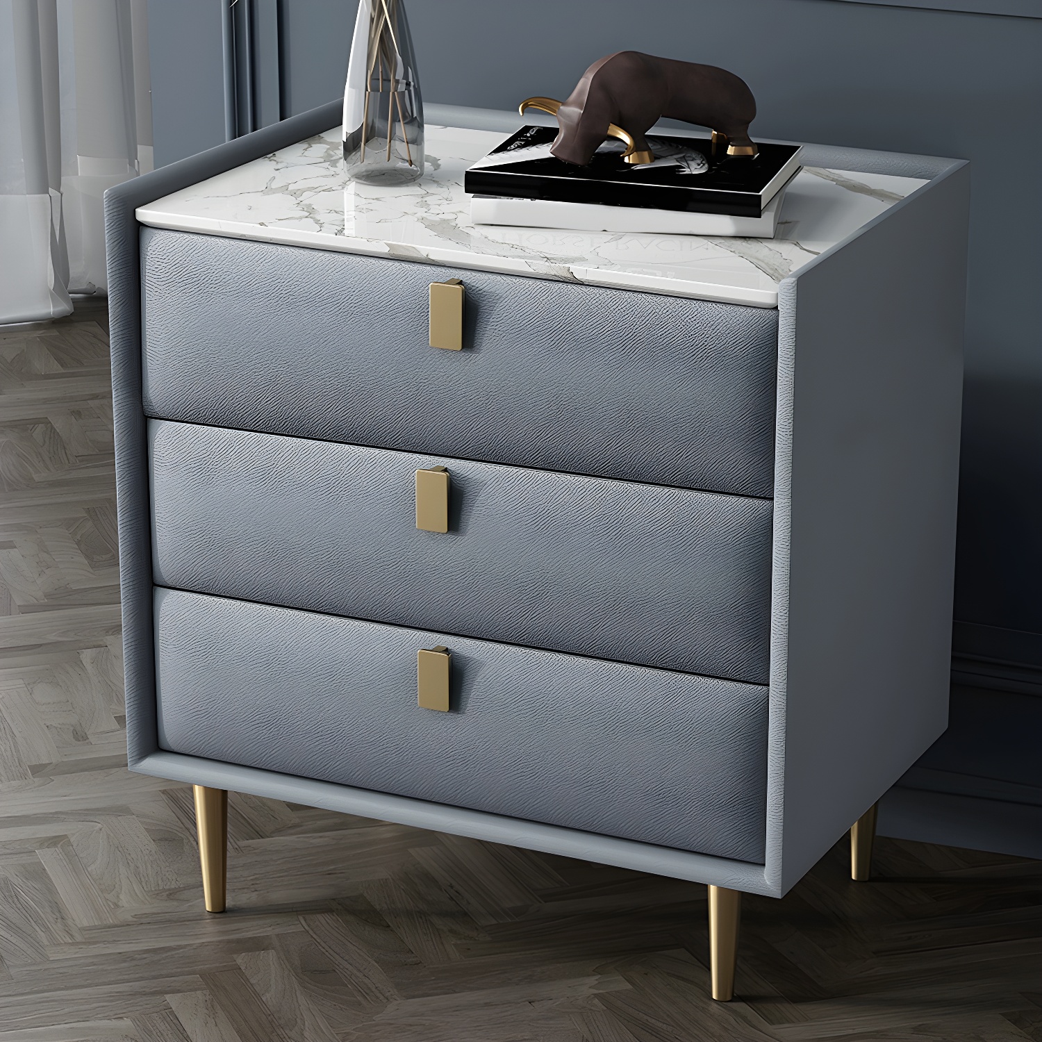 Modern Faux Leather Nightstand | Ormau - image 5
