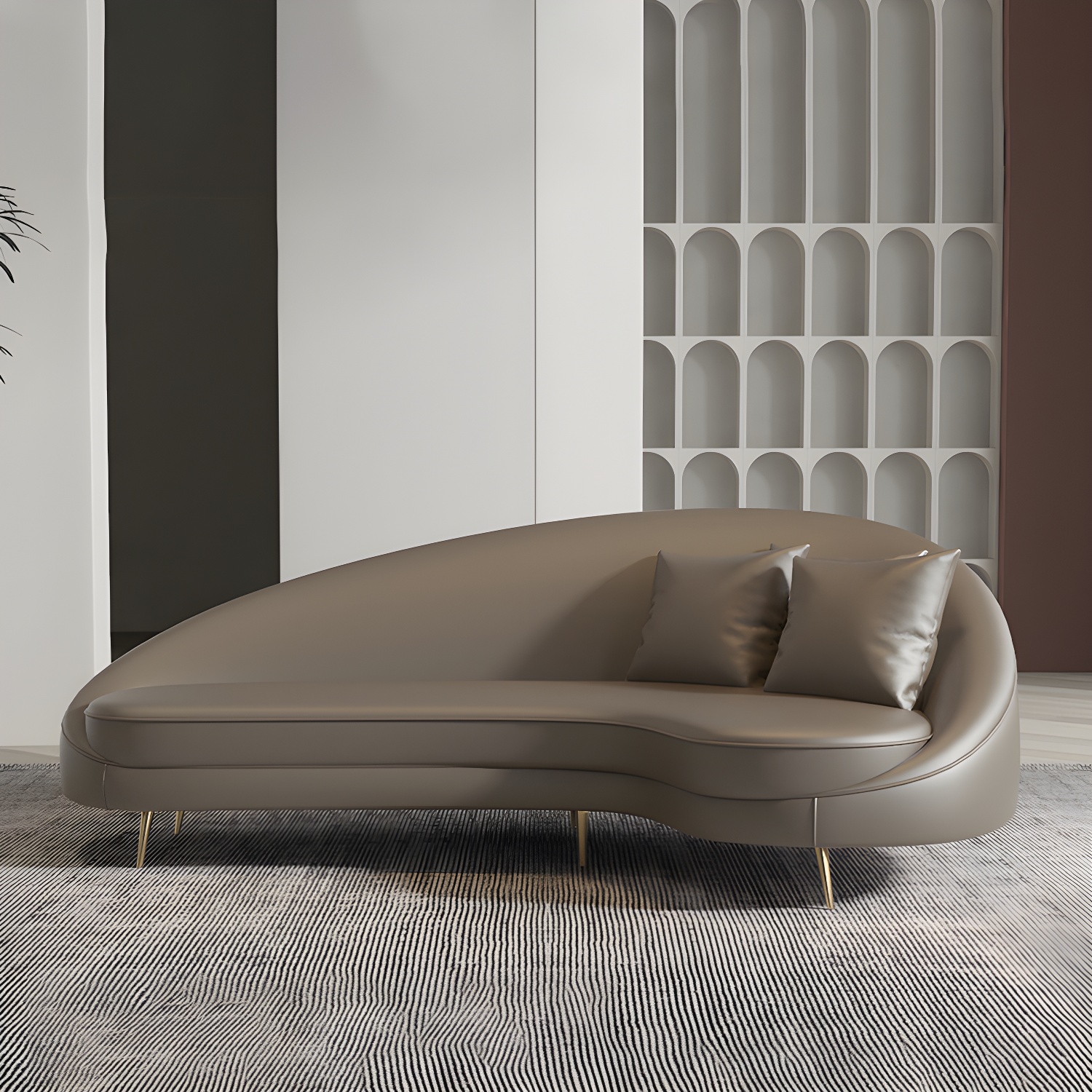 Curved Faux Leather Sofa | Ormau - image 10