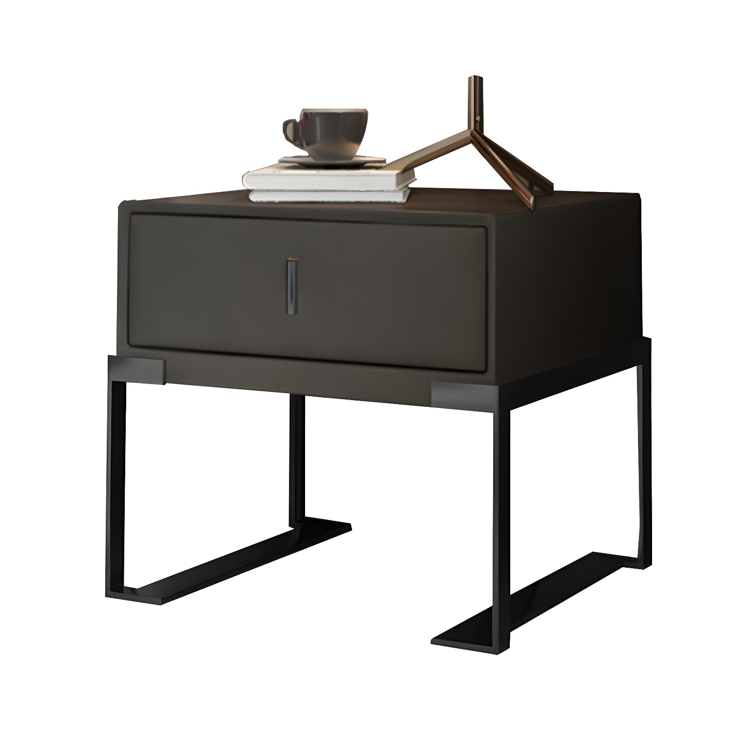 Leather Nightstand with Metal Legs | Ormau - image 13