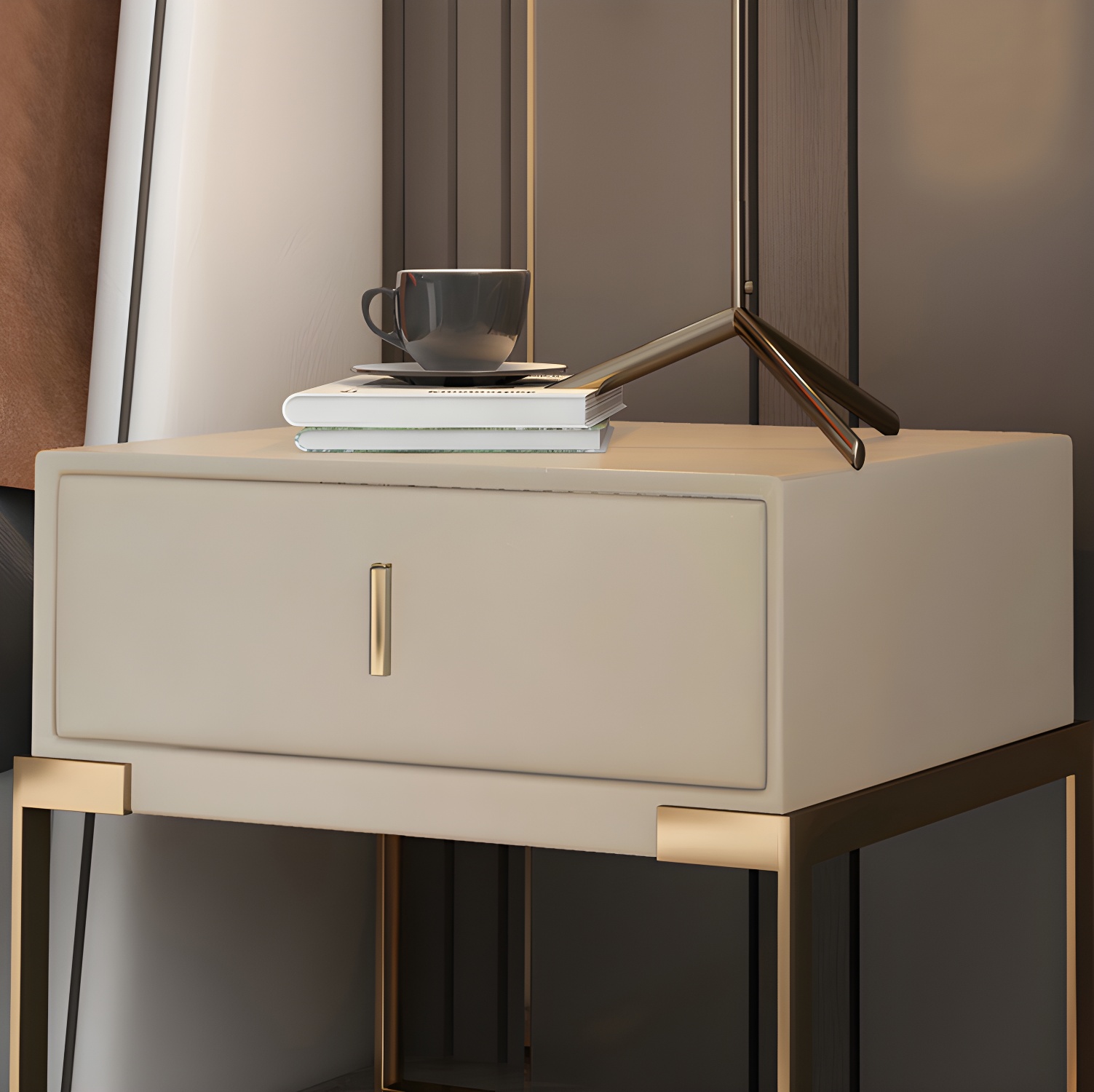 Faux Leather Nightstand | Ormau - image 29