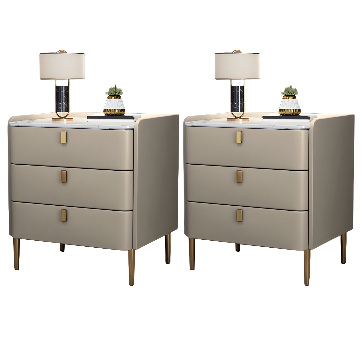 Glam Nightstand with Stone Top | Ormau - image 40