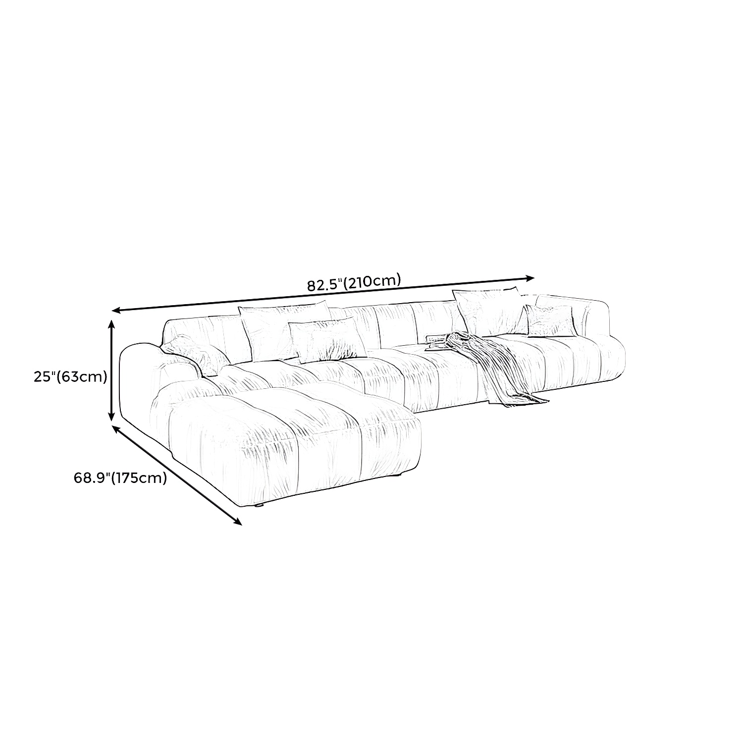Velvet Round Arm Sectional Sofa | Ormau - image 16