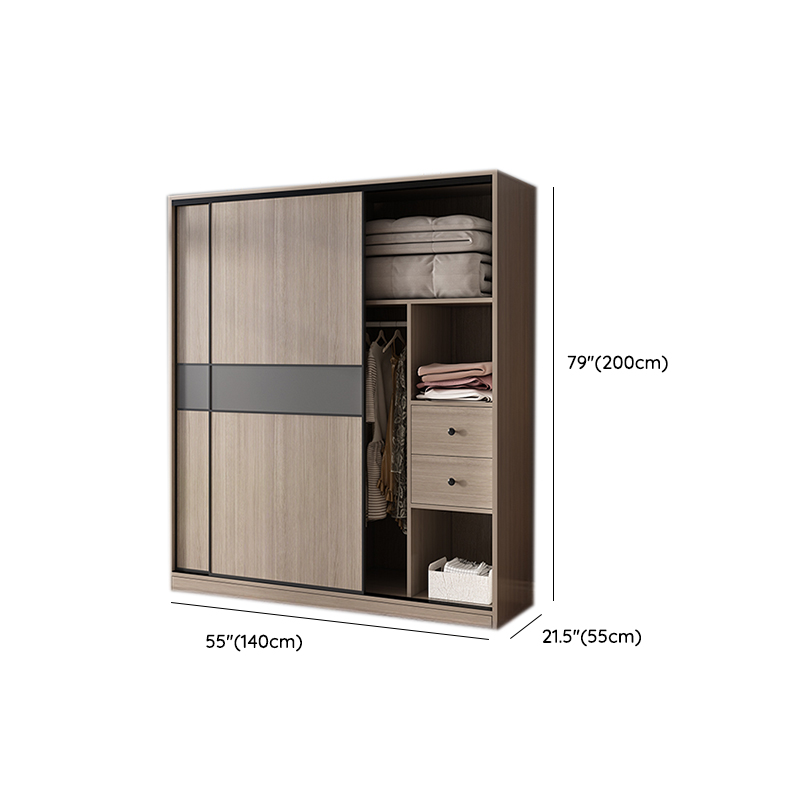 Rustic Brown Self-supporting Armoire Cabinet Pine with Shelves - image 12