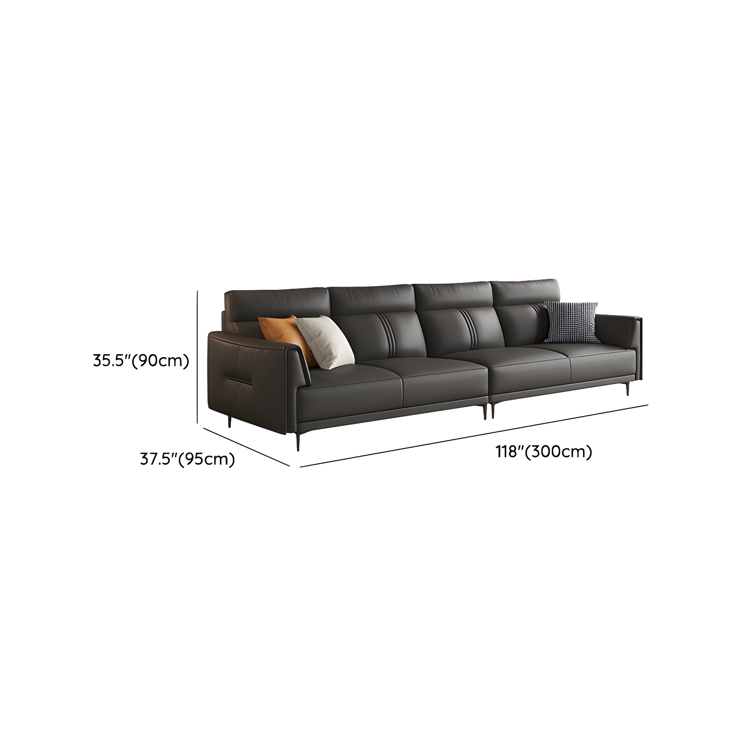 Leather Flared-Arm Sectional Sofa | Ormau - image 14