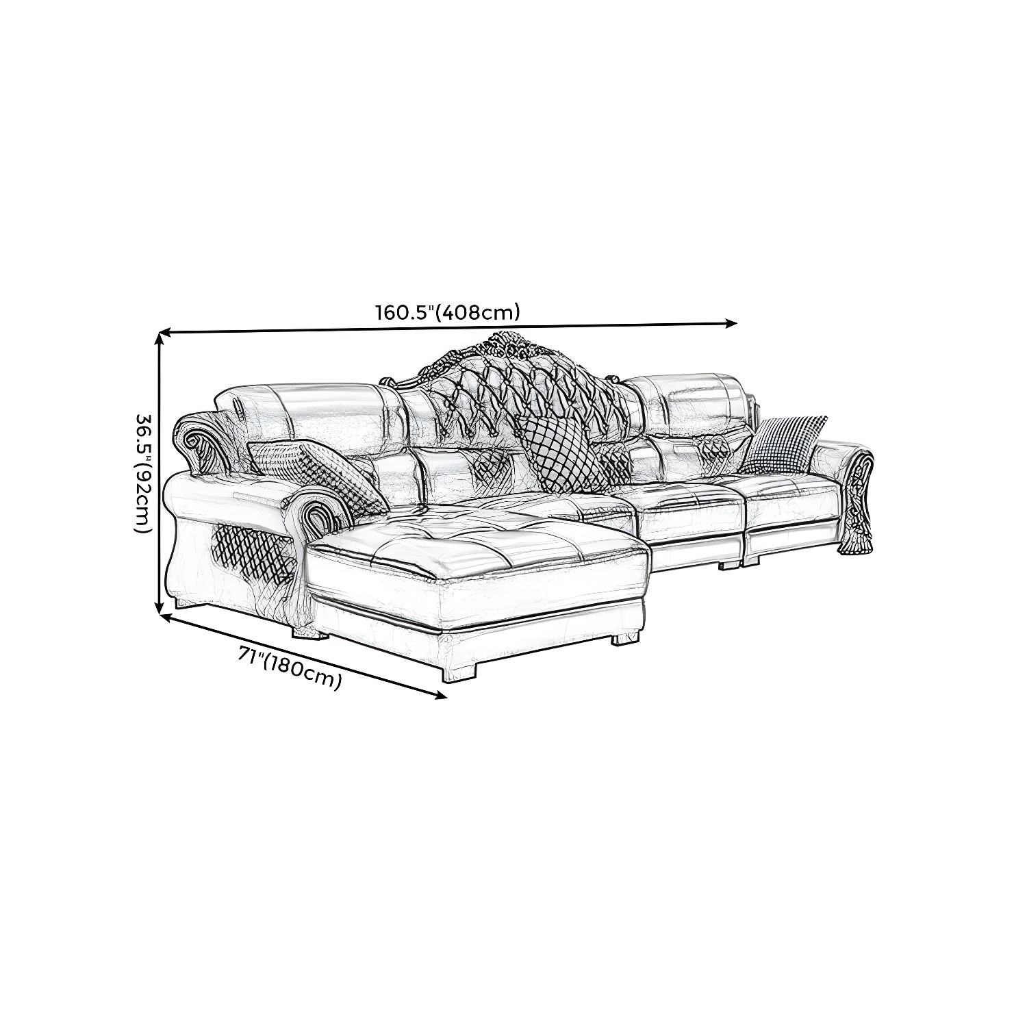 Rolled Arm Leather Sectional | Ormau - image 21