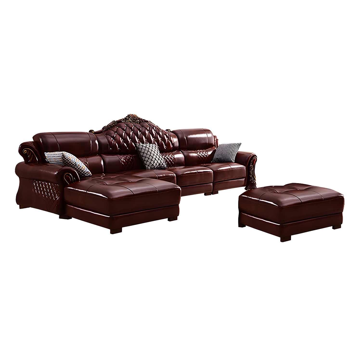 Rolled Arm Leather Sectional | Ormau - image 28