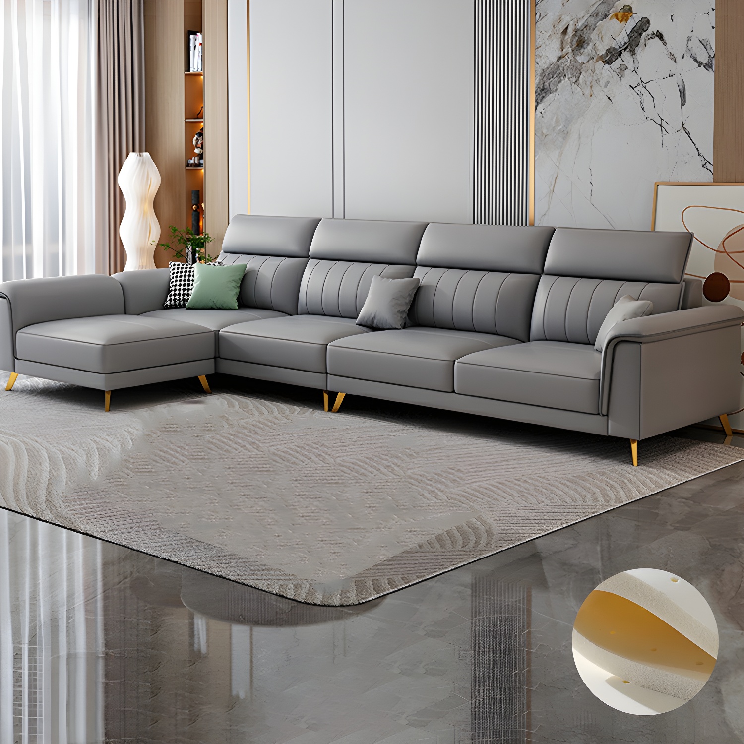 Modern Flared-Arm Sectional | Ormau - image 36