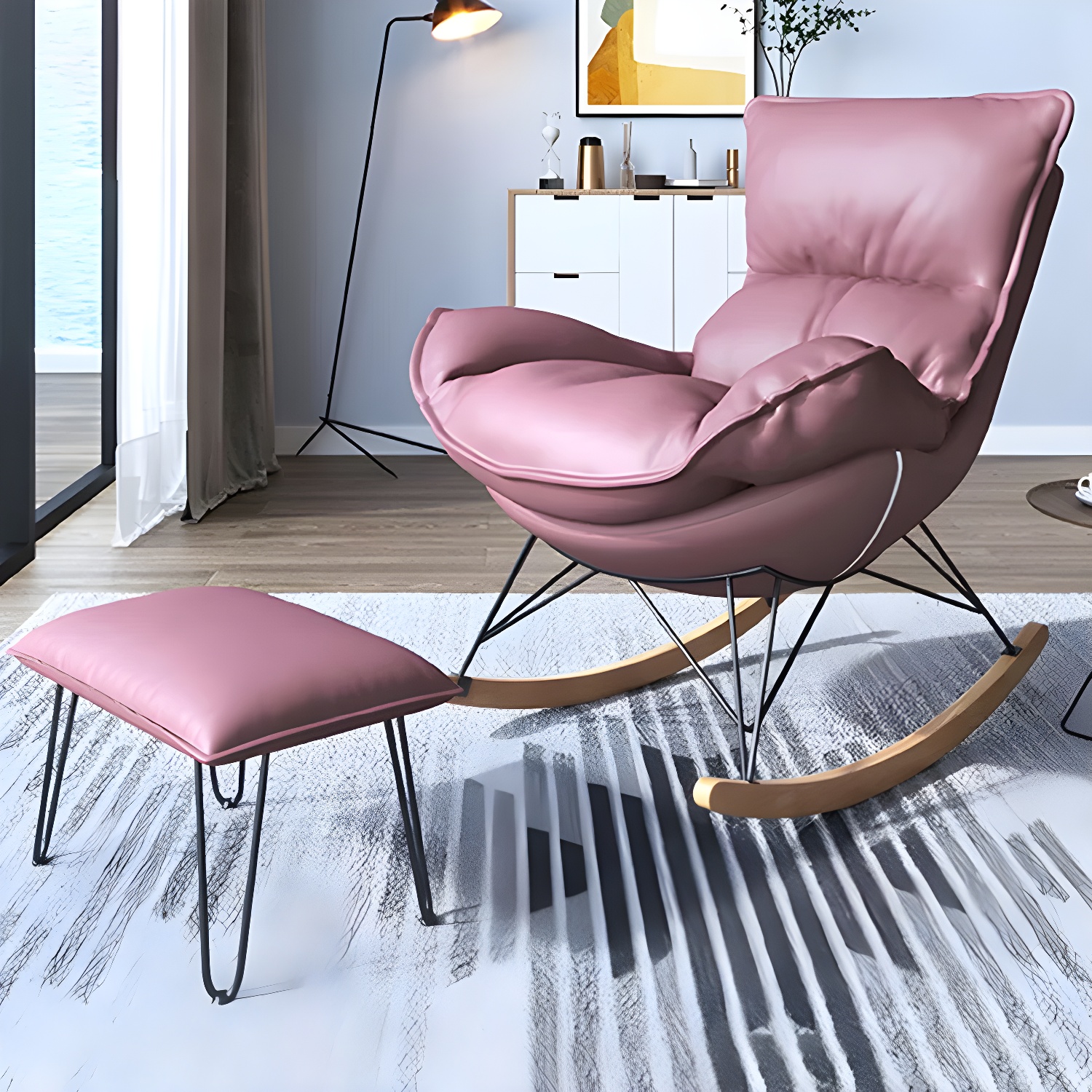 Rocking Accent Chair with Ottoman | Ormau - image 28