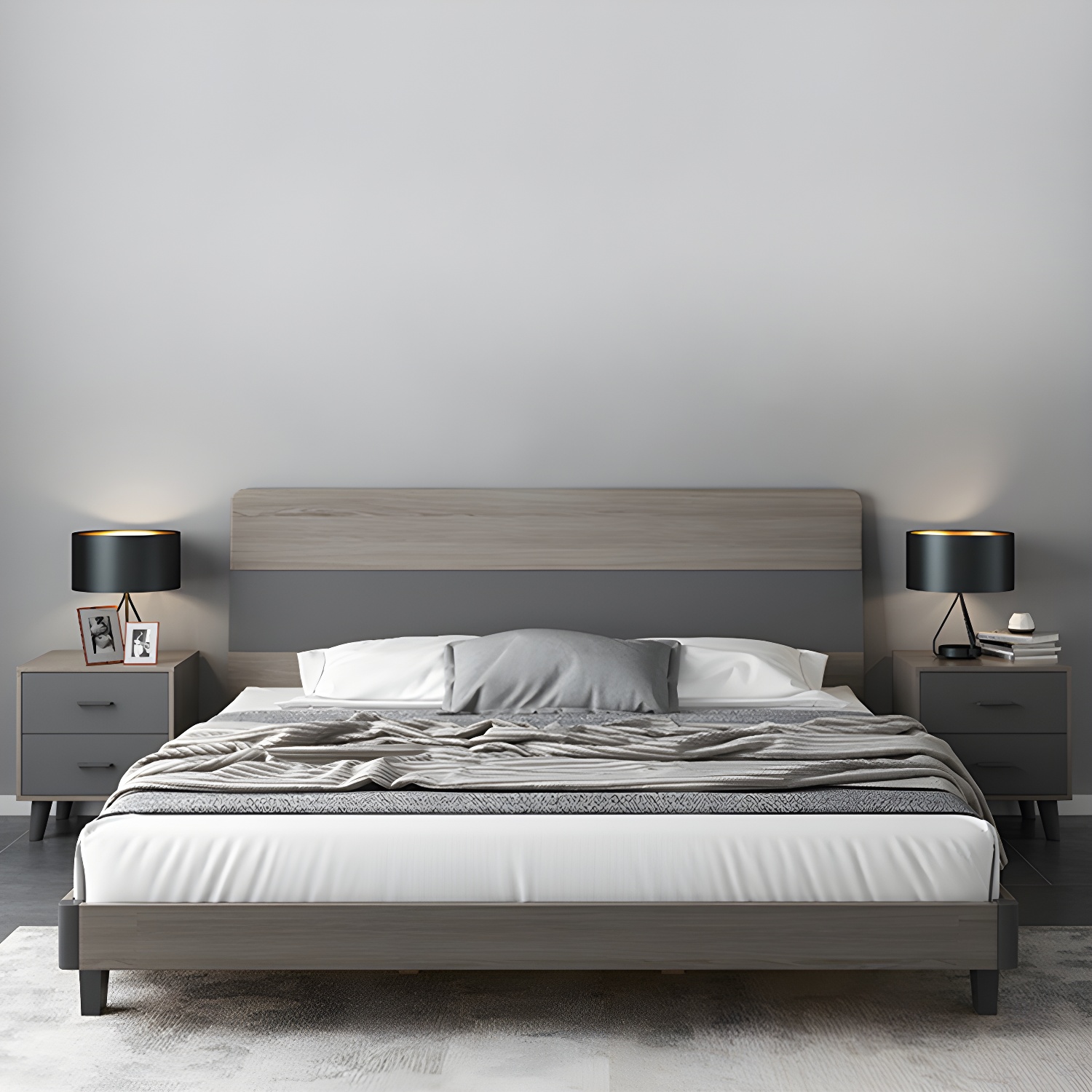 Modern Wood Panel Bed with Headboard | Ormau - image 16