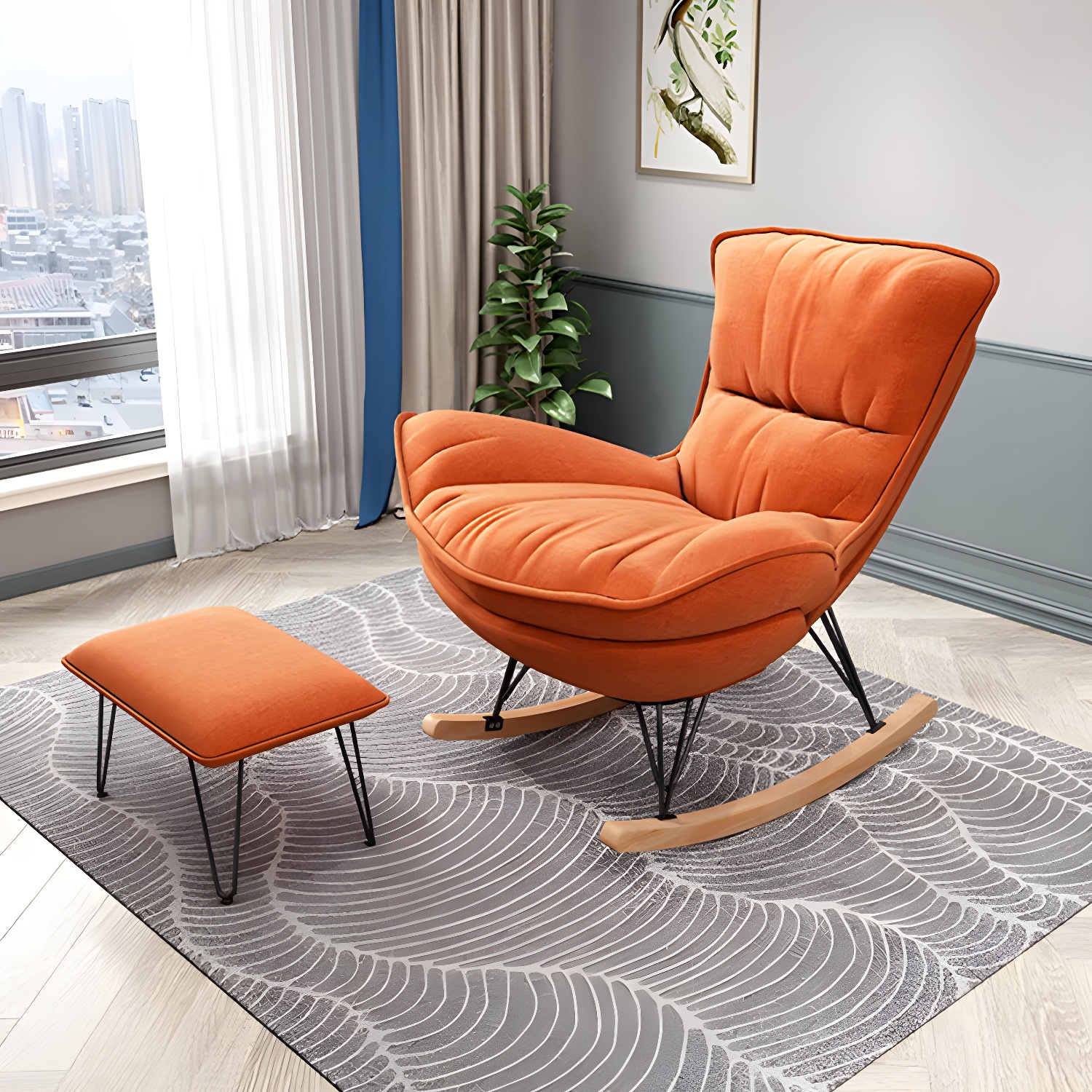 Modern Rocking Chair with Ottoman | Ormau - image 9