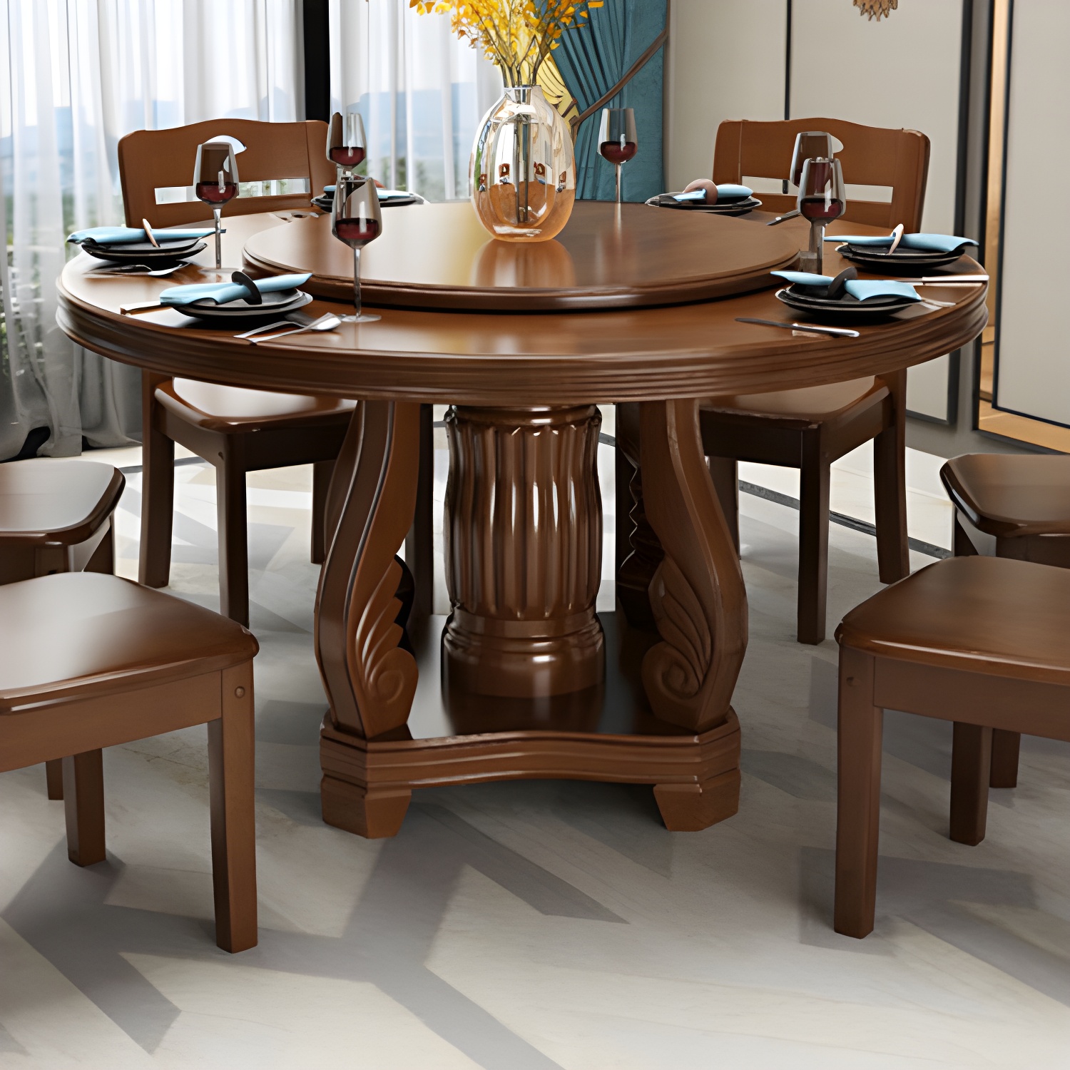 Turntable Pedestal Dining Table | Ormau - image 9