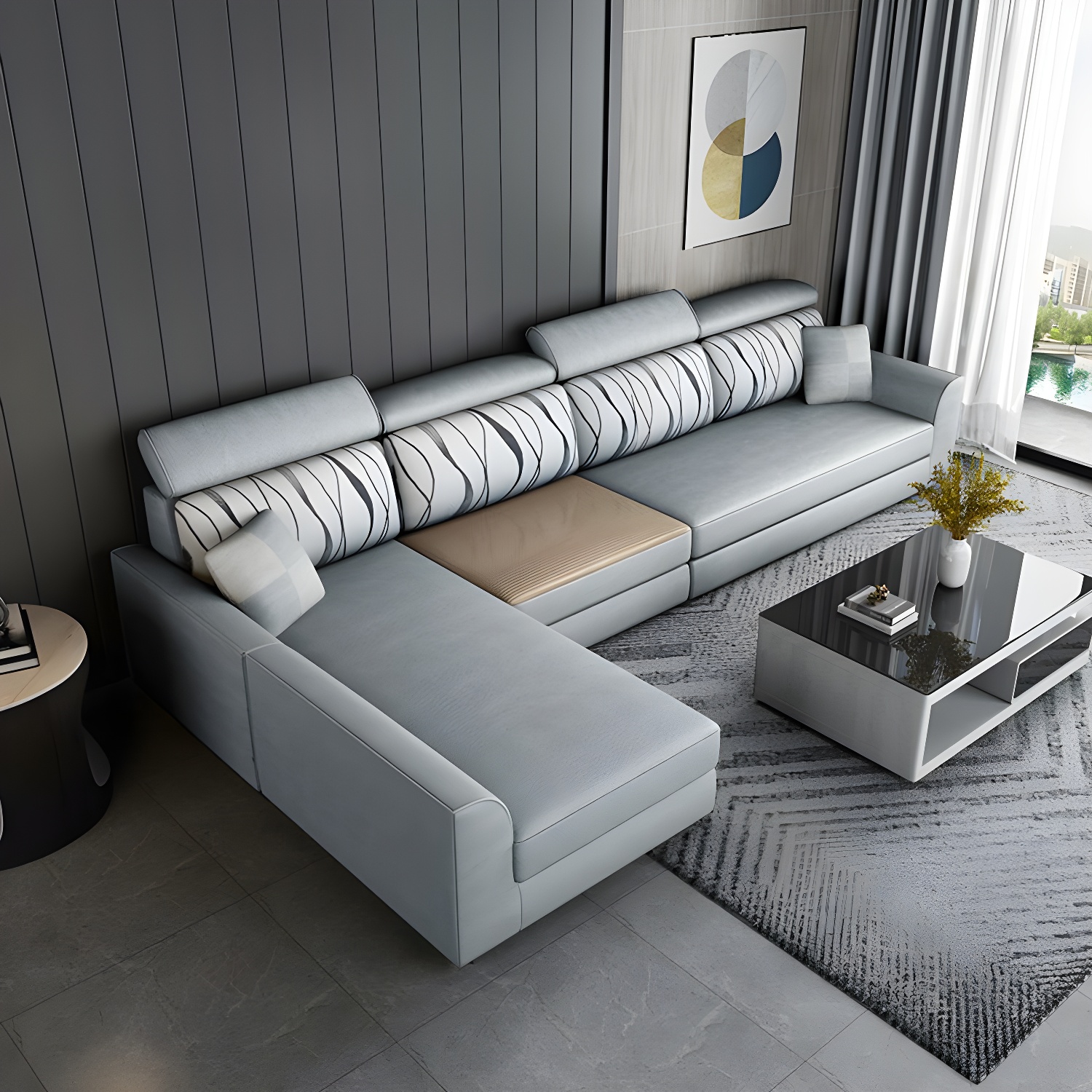 Modern L-Shape Sectional Sofa | Ormau - image 22
