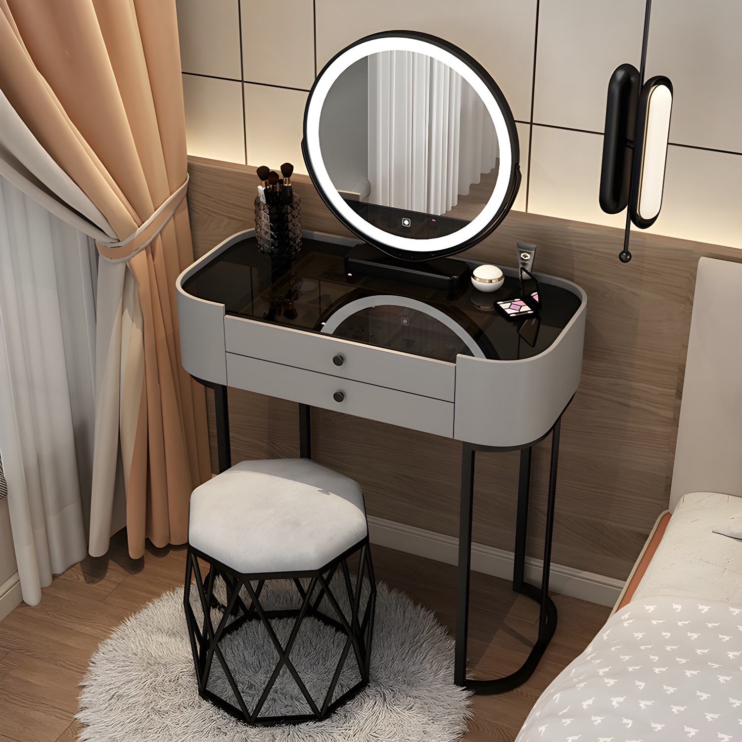 Contemporary Vanity Desk with Stool | Ormau - image 5