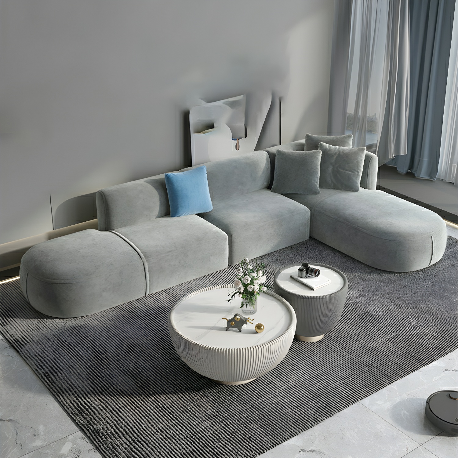 Flannel Sectional Sofa | Ormau - image 3