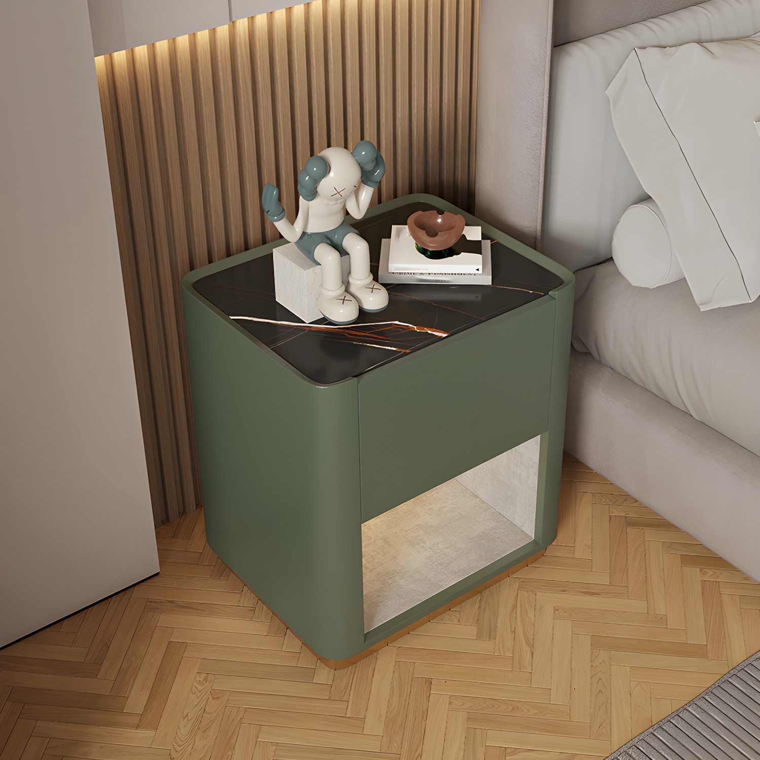 Modern Stone & Wood Nightstand | Ormau - image 2