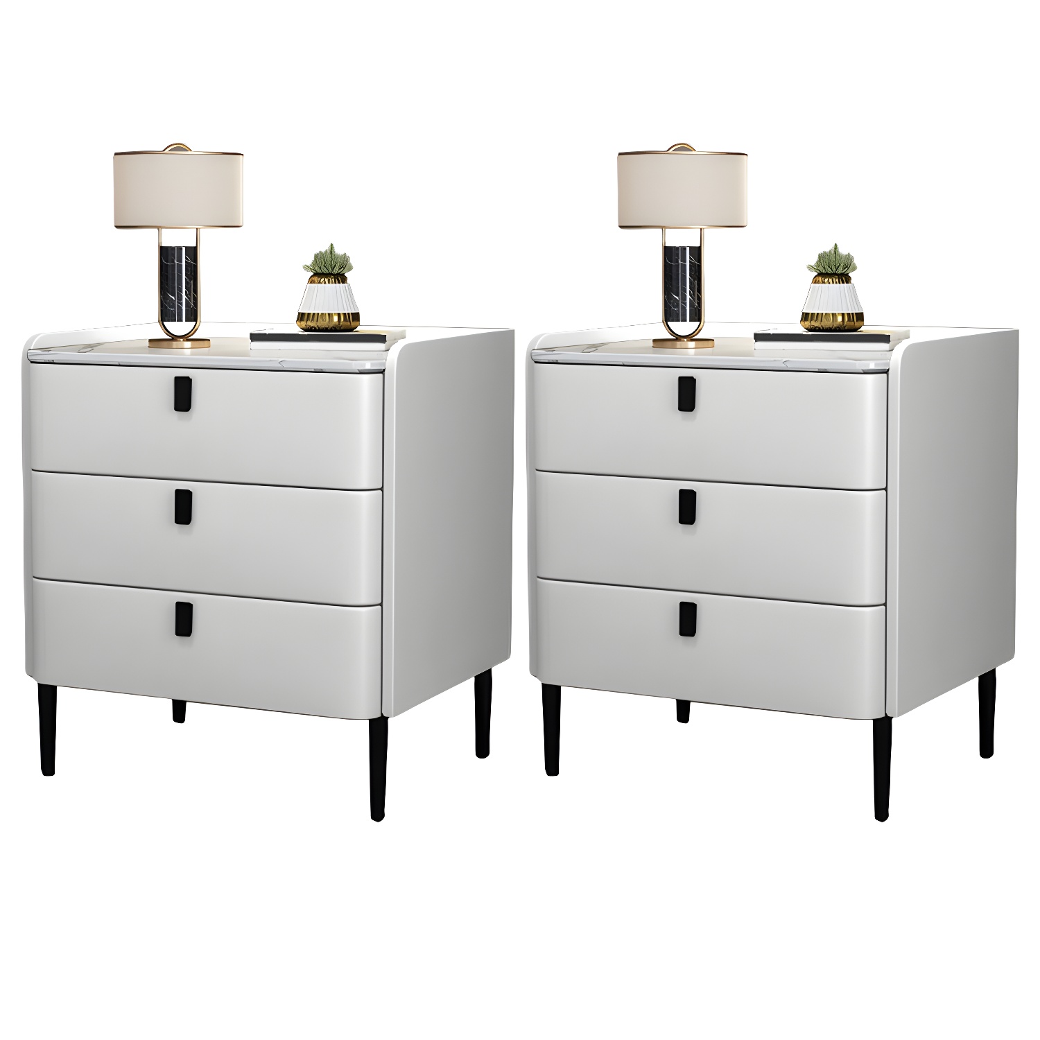 Glam Nightstand with Stone Top | Ormau - image 35