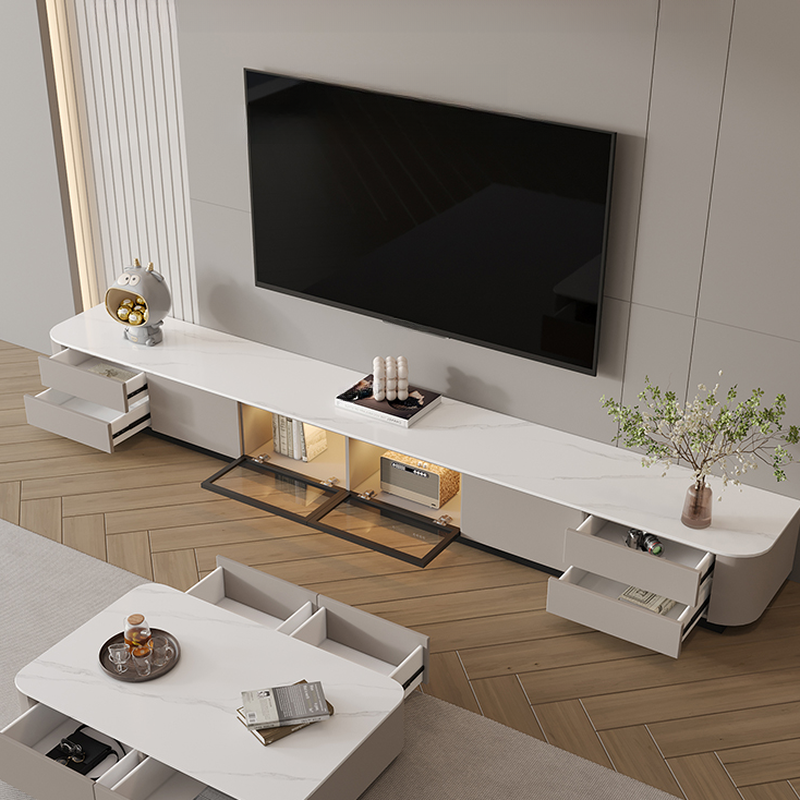Rectangle TV Stand with Light and Gate Door | Ormau - image 3