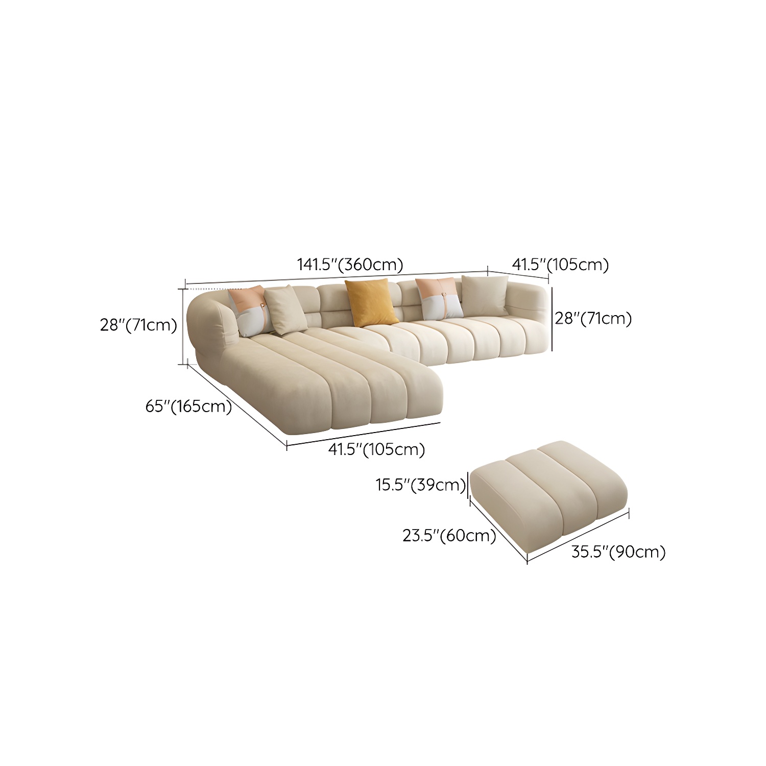 Beige L-Shape Sectional Sofa with Storage | Ormau - image 20
