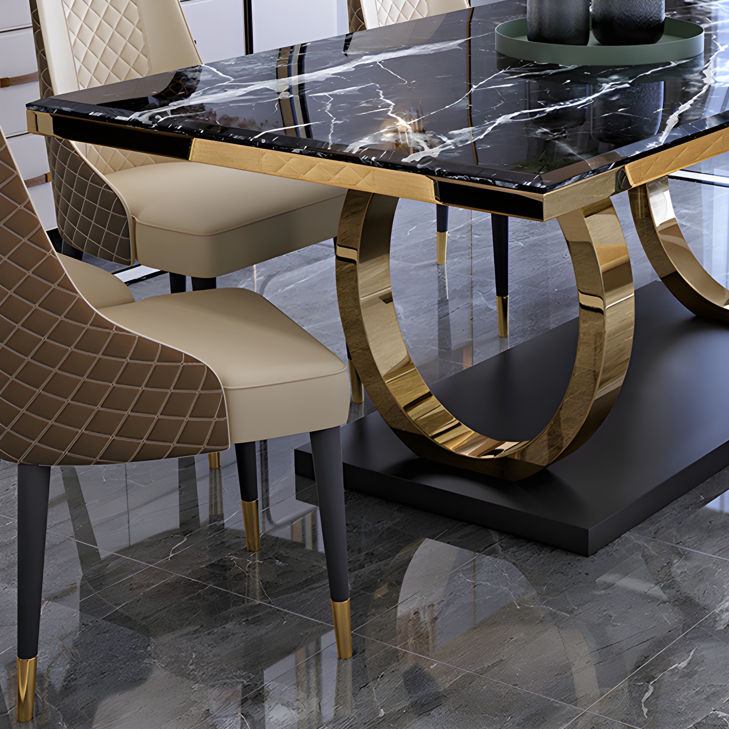 Marble & Gold Dining Set | Ormau - image 7