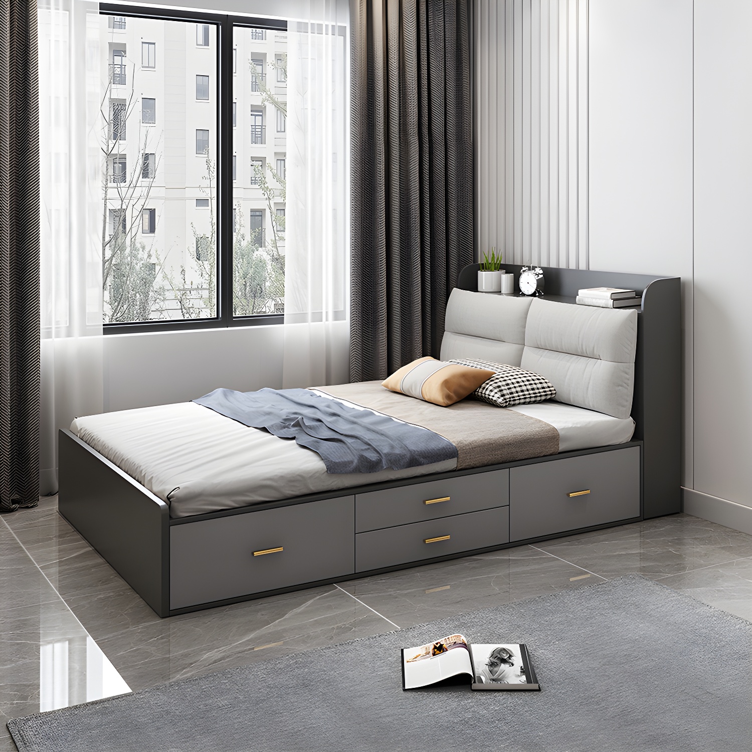 Upholstered Low Profile Bed | Ormau - image 17