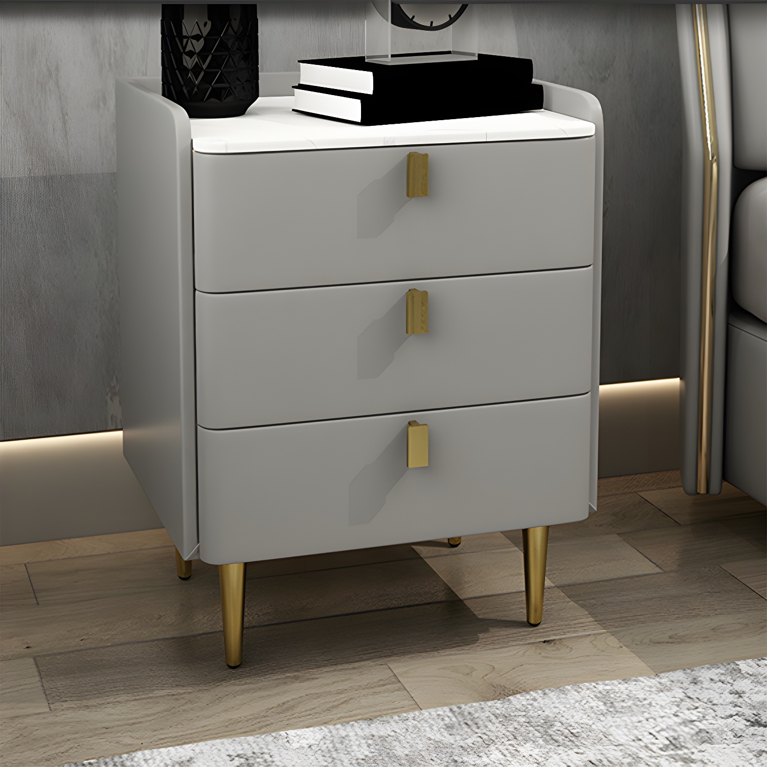 Modern Stone Top Nightstand | Ormau - image 8
