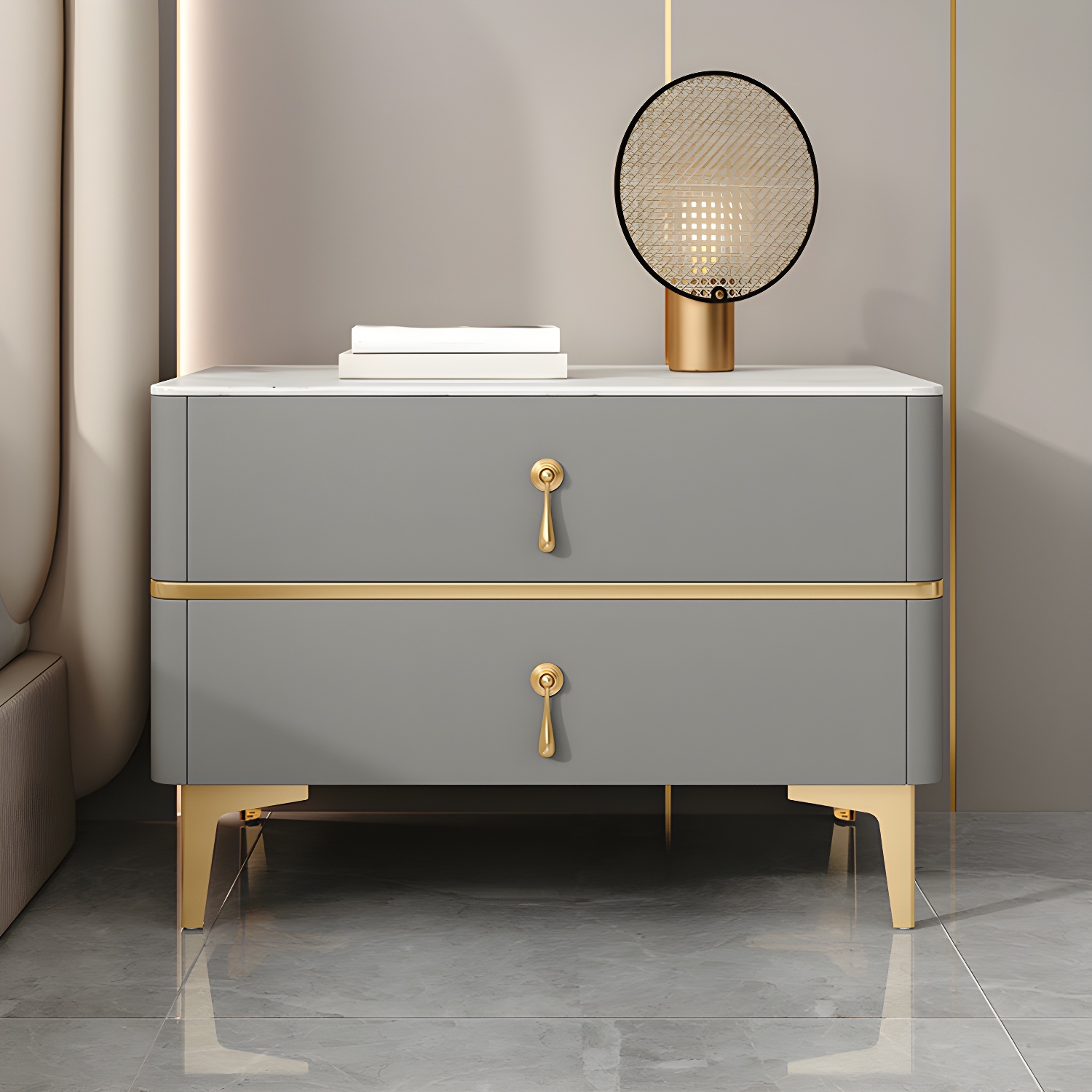 Glam Sintered Stone Nightstand | Ormau - image 6