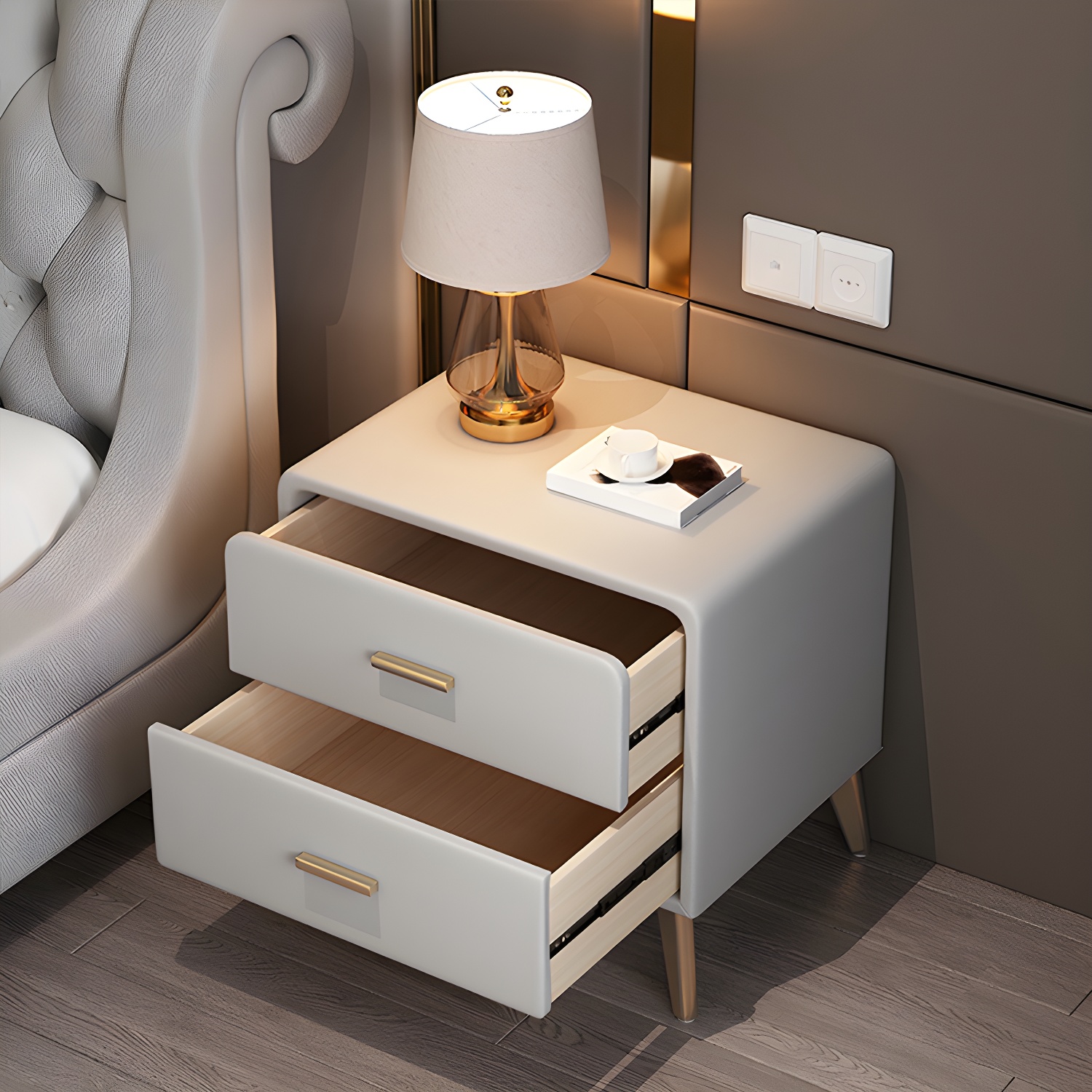 Modern Faux Leather Nightstand | Ormau - image 17