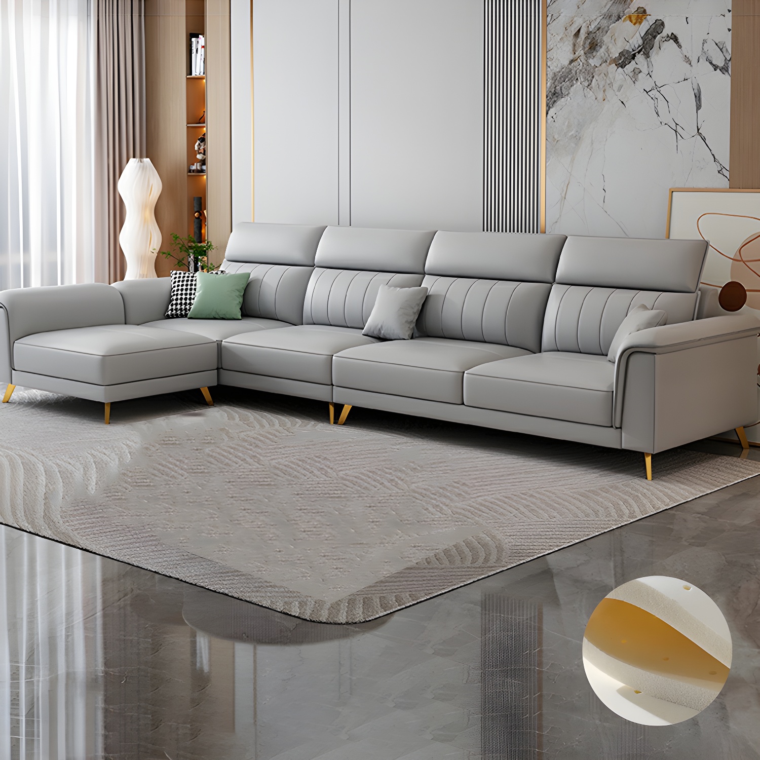 Modern Flared-Arm Sectional | Ormau - image 37