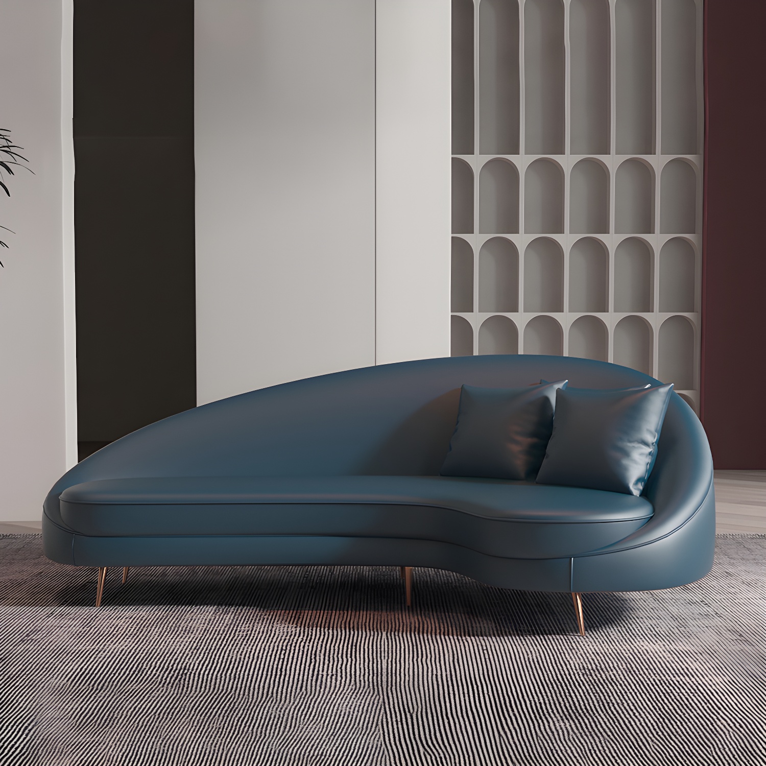 Curved Faux Leather Sofa | Ormau - image 3