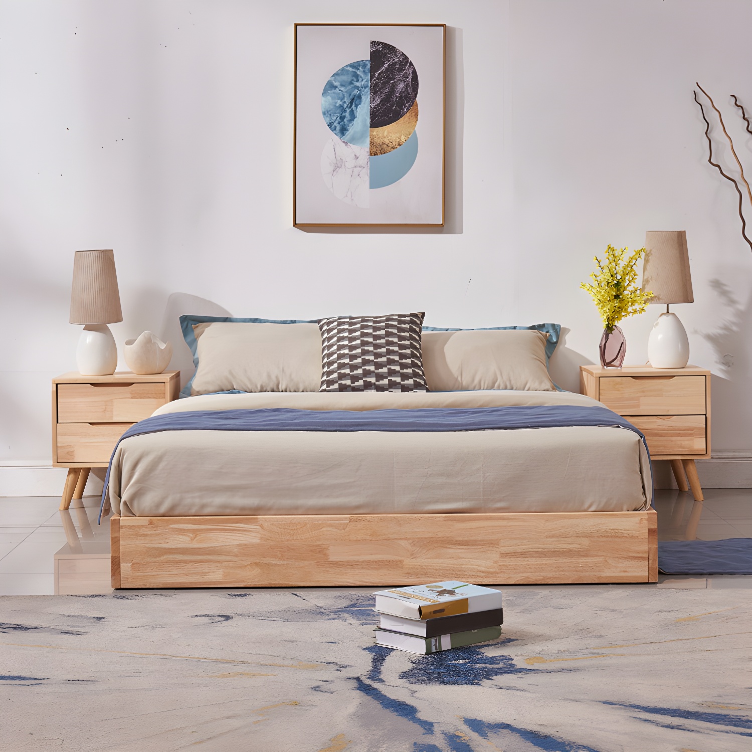Natural Wood Platform Bed | Ormau - image 3