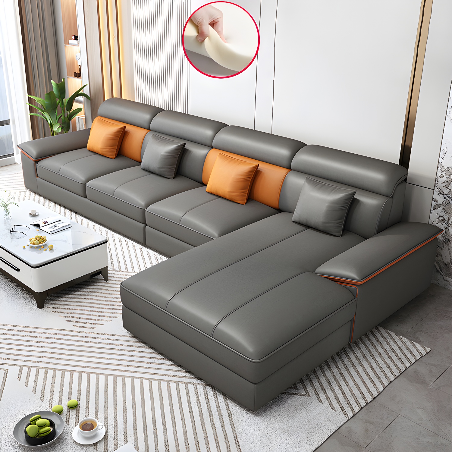Modern L-Shape Sectional Sofa | Ormau - image 29