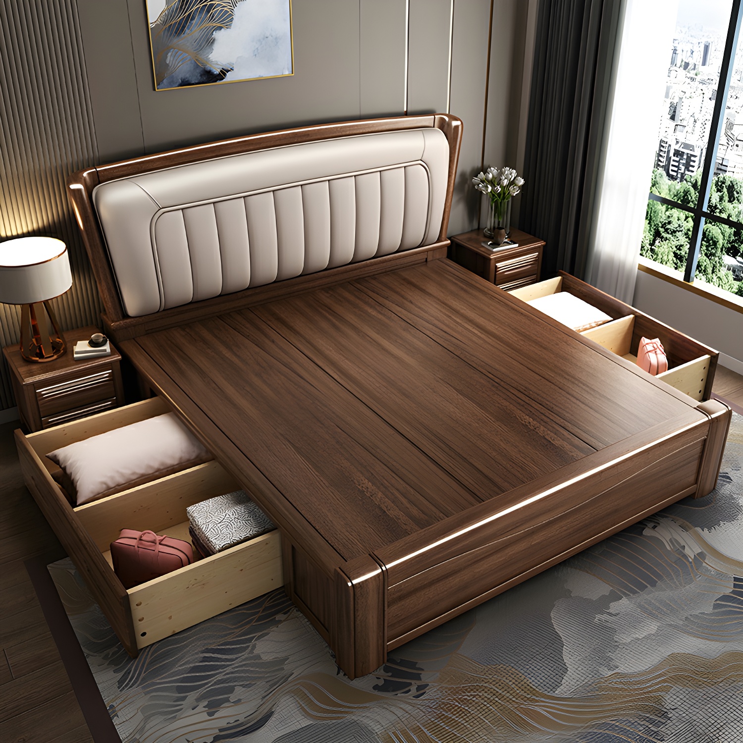 Walnut Upholstered Bed | Ormau - image 2