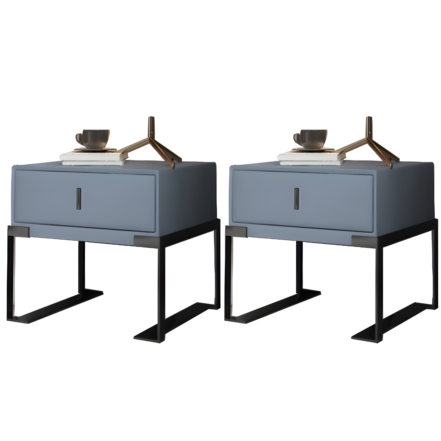 Leather Nightstand with Metal Legs | Ormau - image 43