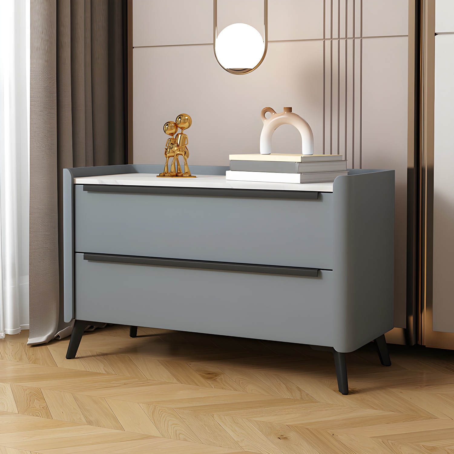 Modern Stone Top Nightstand | Ormau - image 3