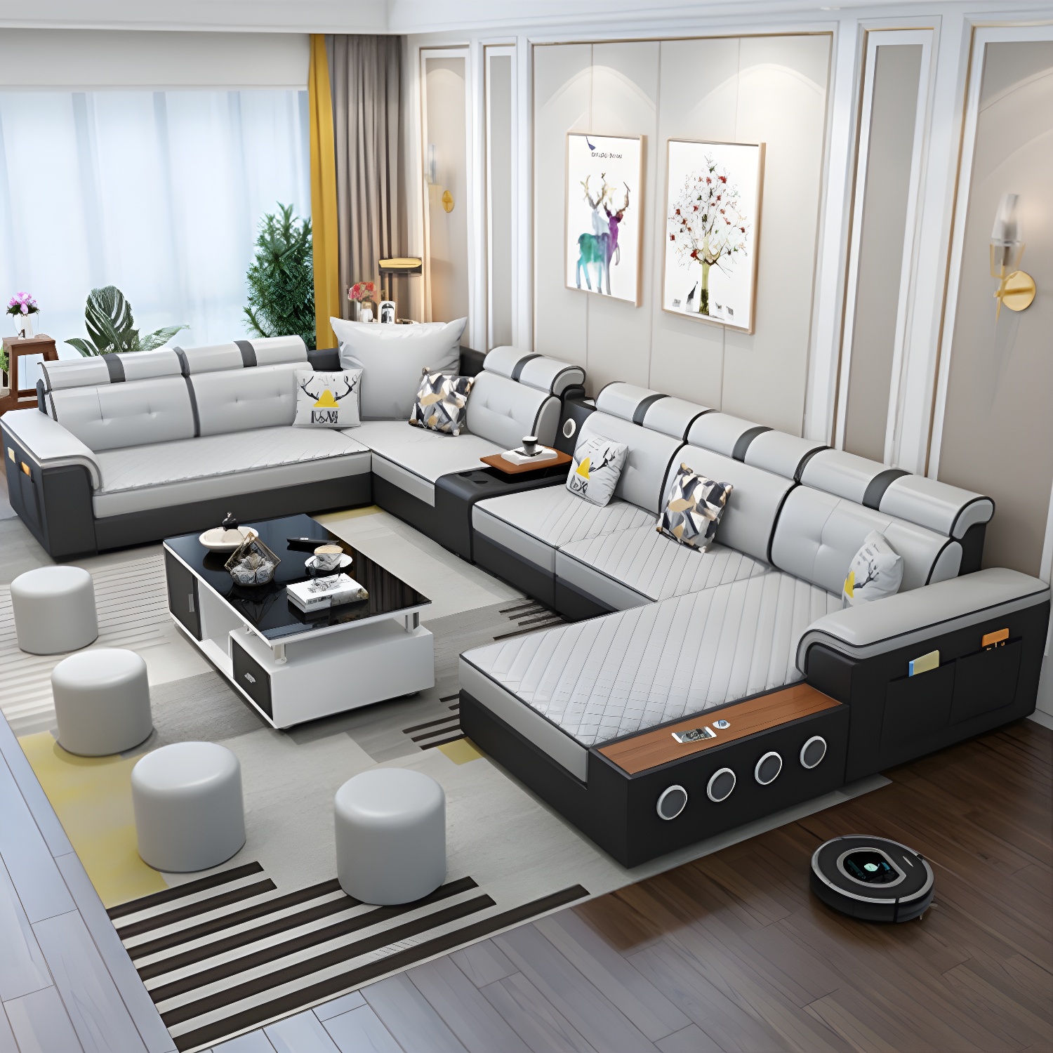 Modern Pillow Top Arm Sectional | Ormau - image 2