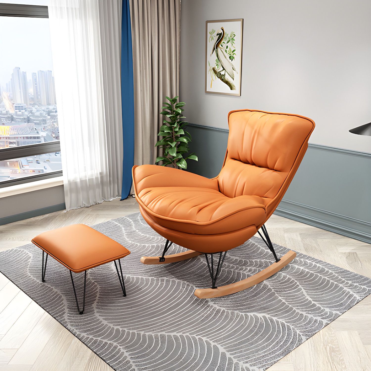 Modern Rocking Chair with Ottoman | Ormau - image 6