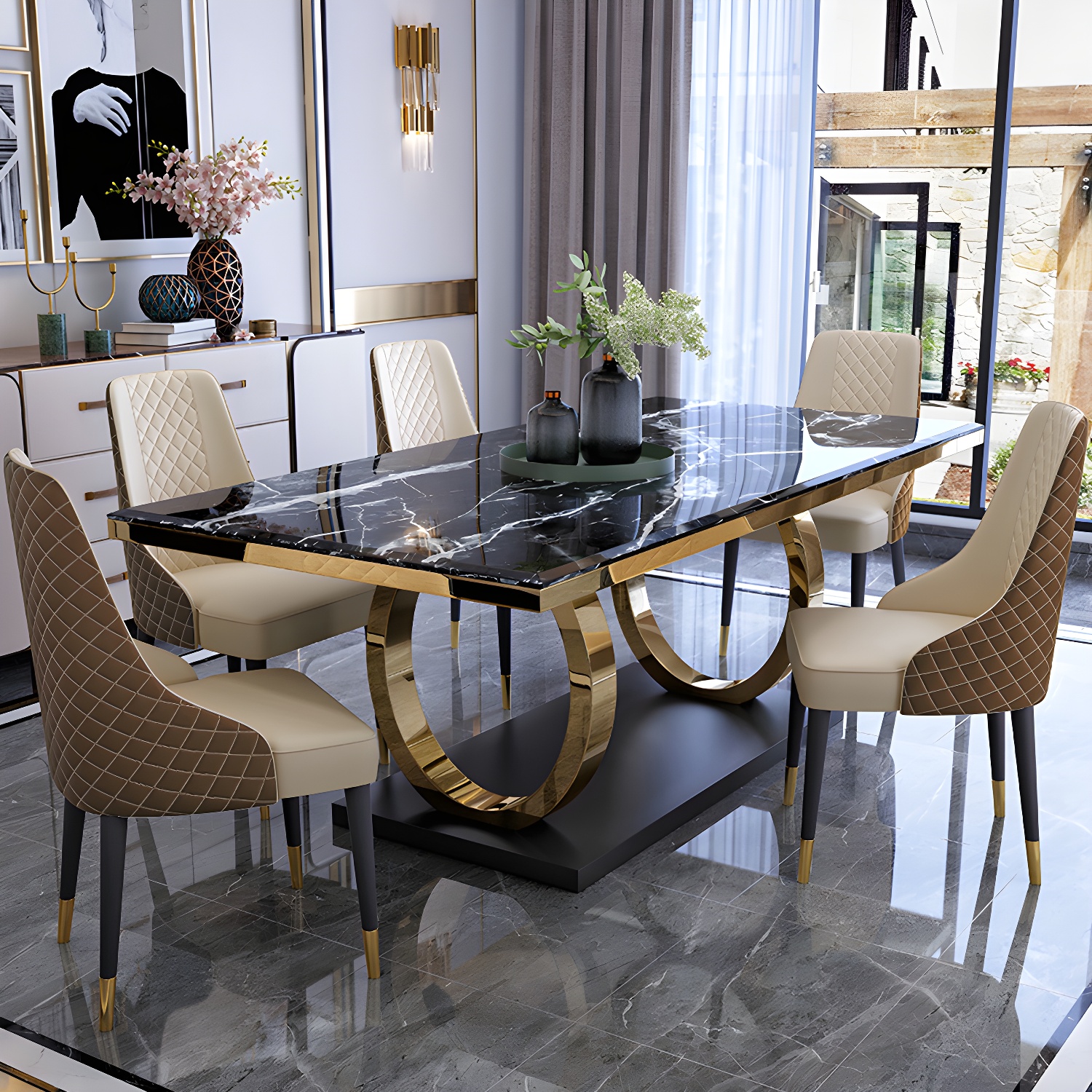 Marble & Gold Dining Set | Ormau - image 4