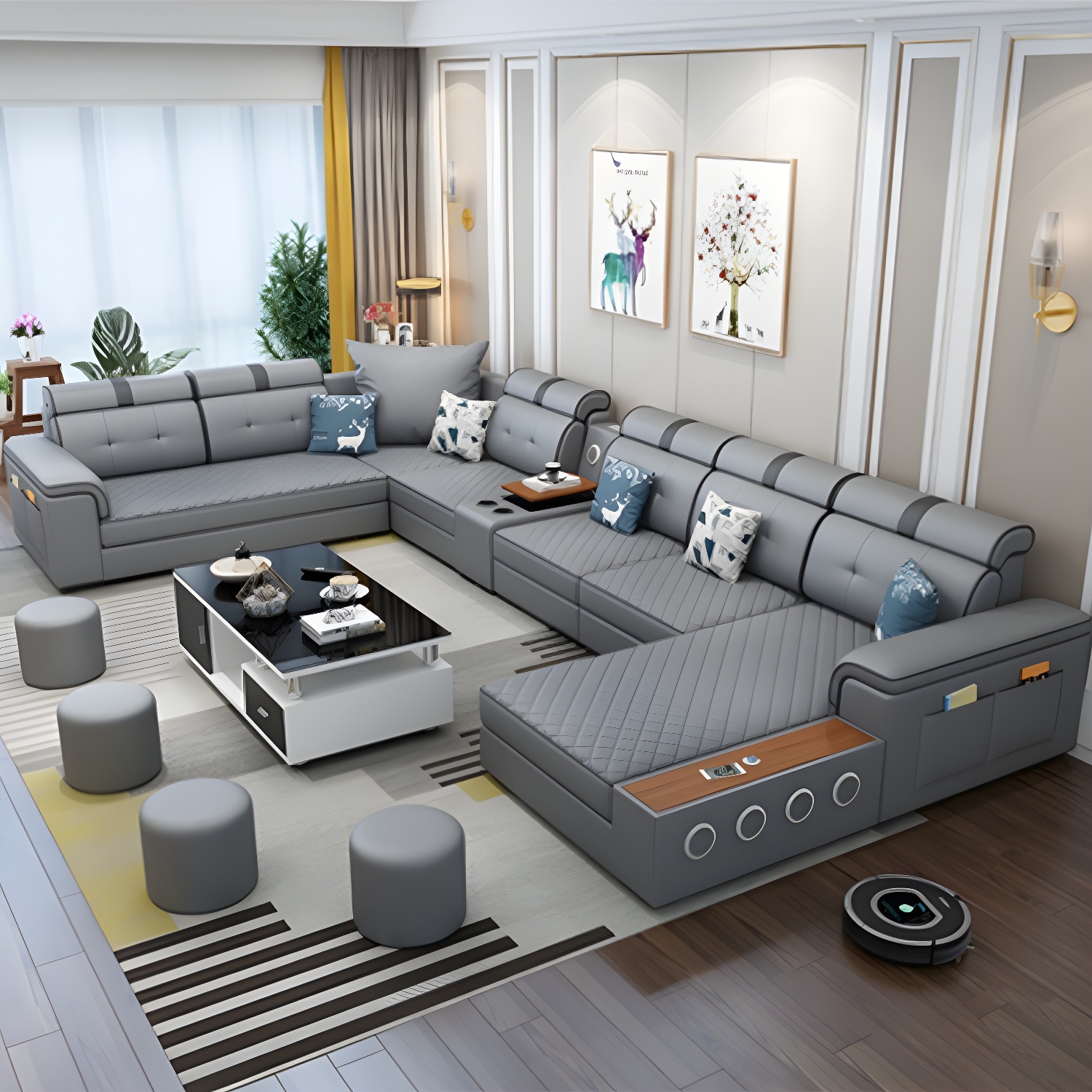 Modern Pillow Top Arm Sectional | Ormau - image 4