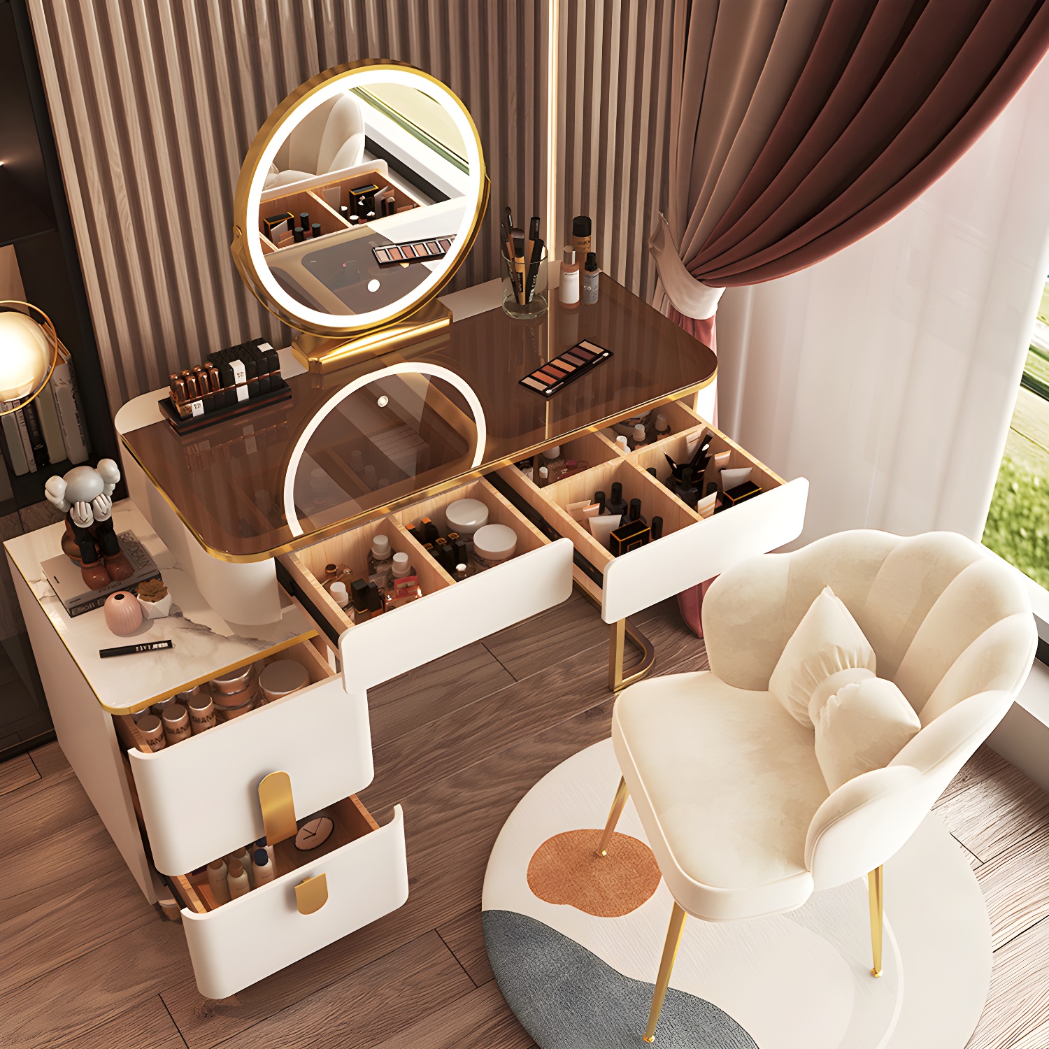 Glam Glass-Top Vanity | Ormau - image 3