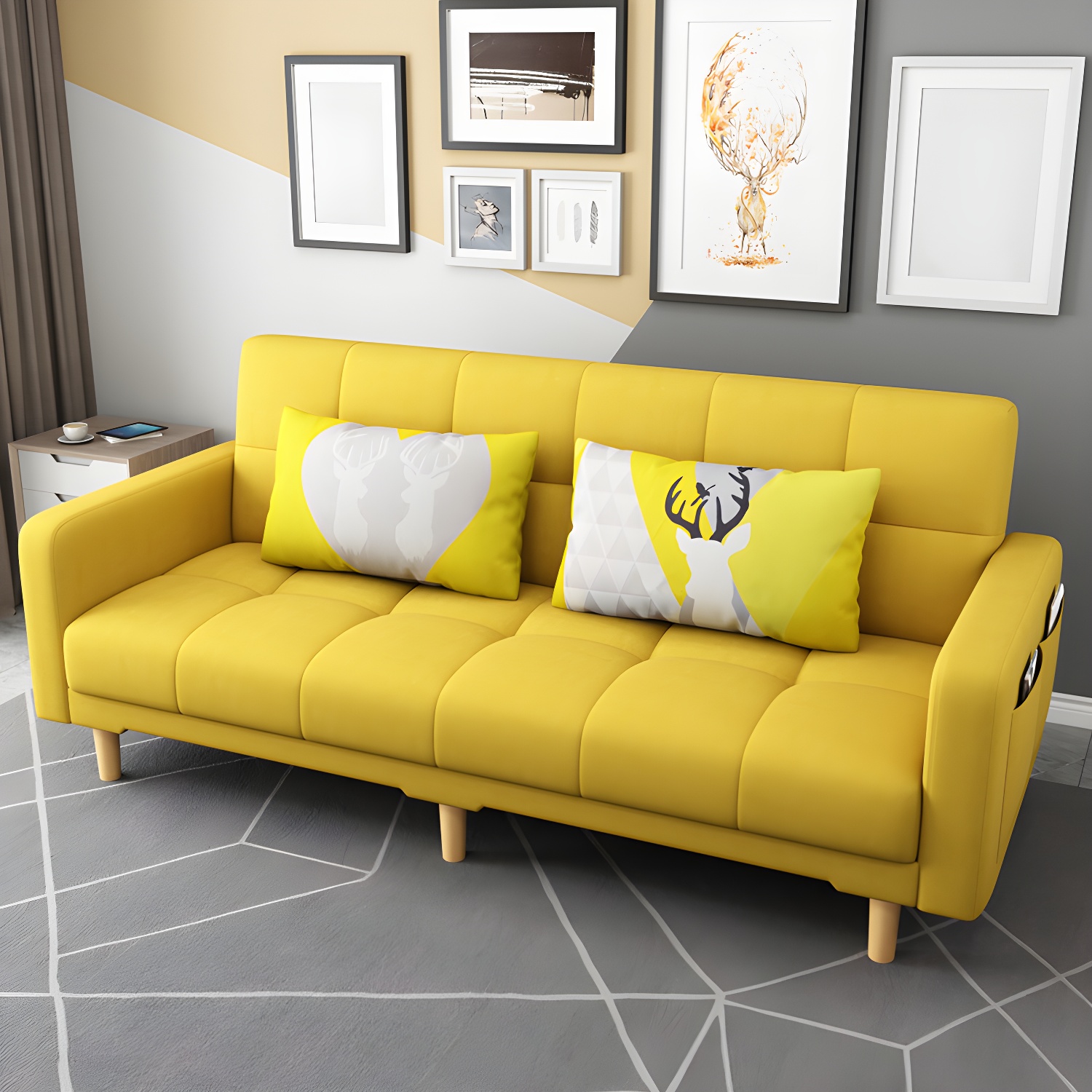 Square Arm Modern Storage Sofa with Biscuit Back Convertible Sofa for Living Room - image 11