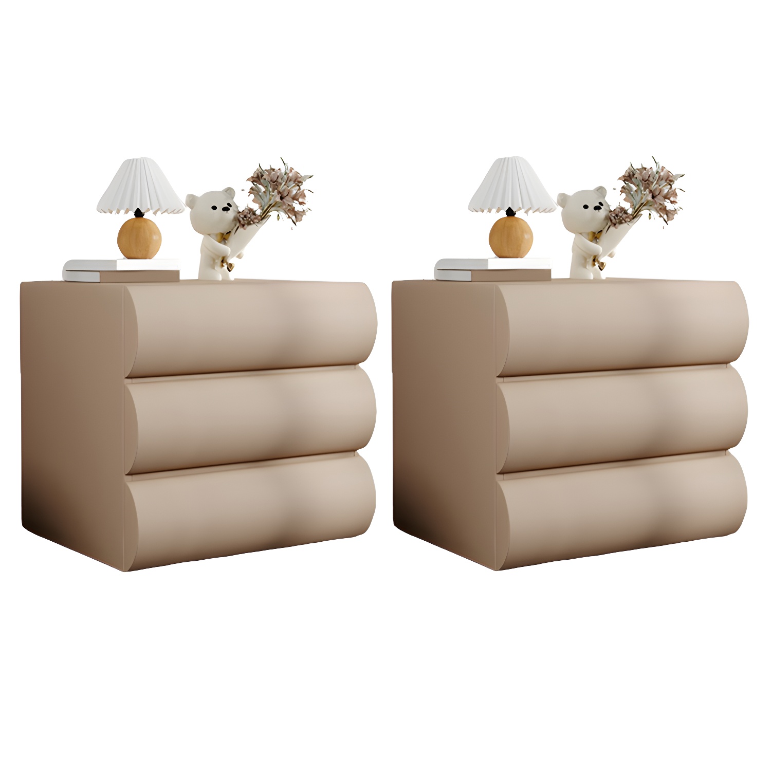 Modern Wood Nightstand with Faux Leather | Ormau - image 16