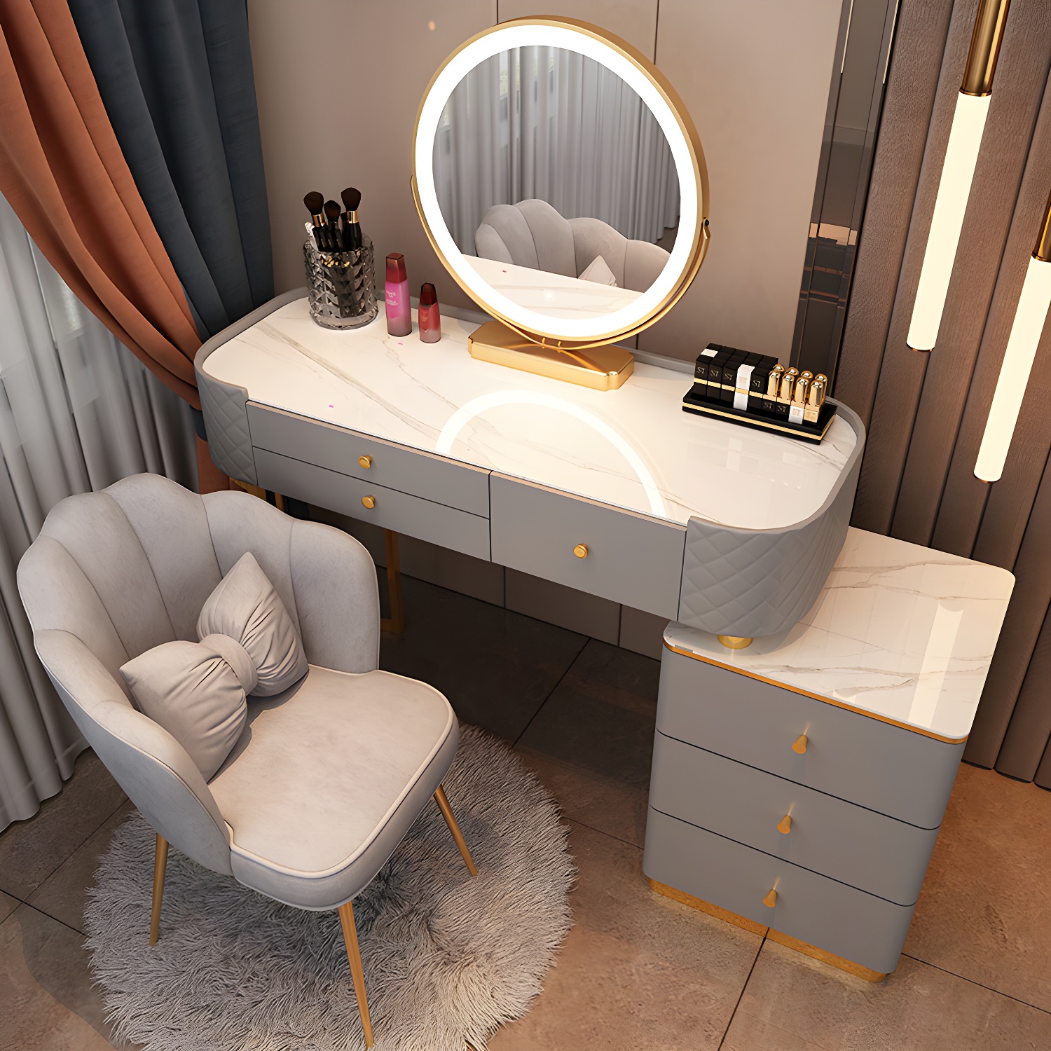 Lighted Vanity Table Set | Ormau - image 40