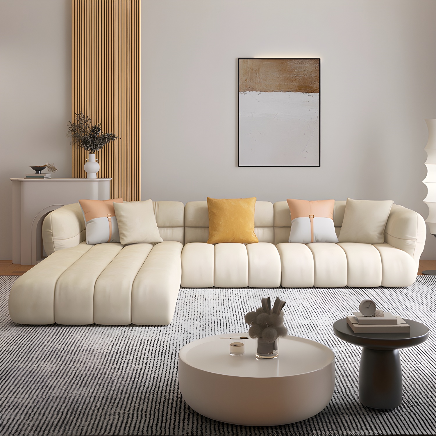 Beige L-Shape Sectional Sofa with Storage | Ormau - image 1