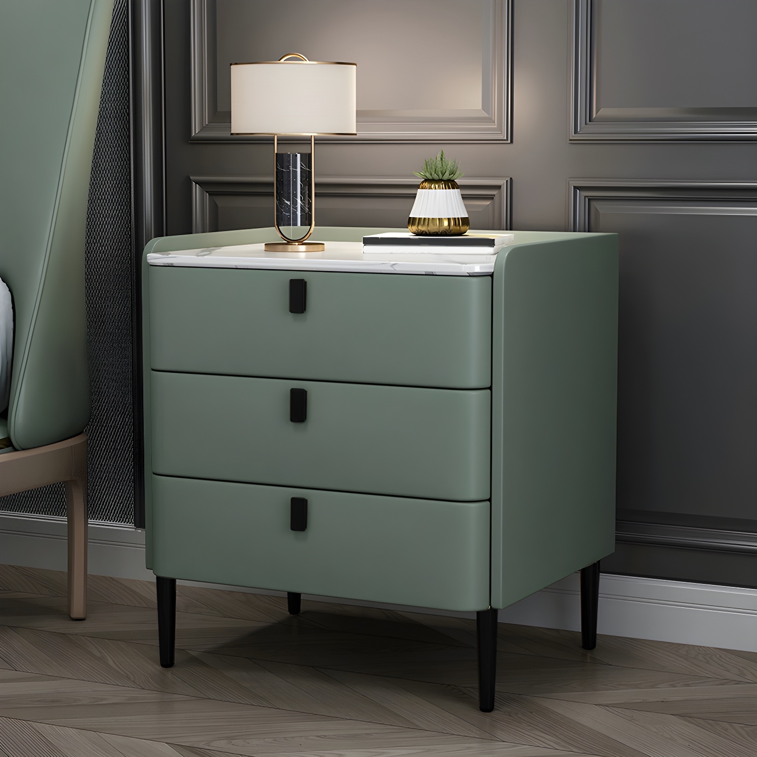 Glam Nightstand with Stone Top | Ormau - image 3
