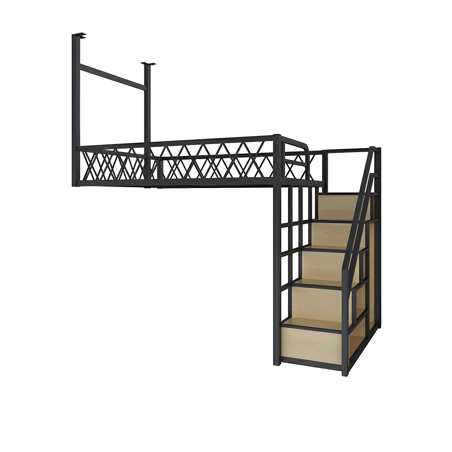 Modern Wood/Metal Bed with Light Wood Tone & Tall Clearance Storage Cabinets - image 27