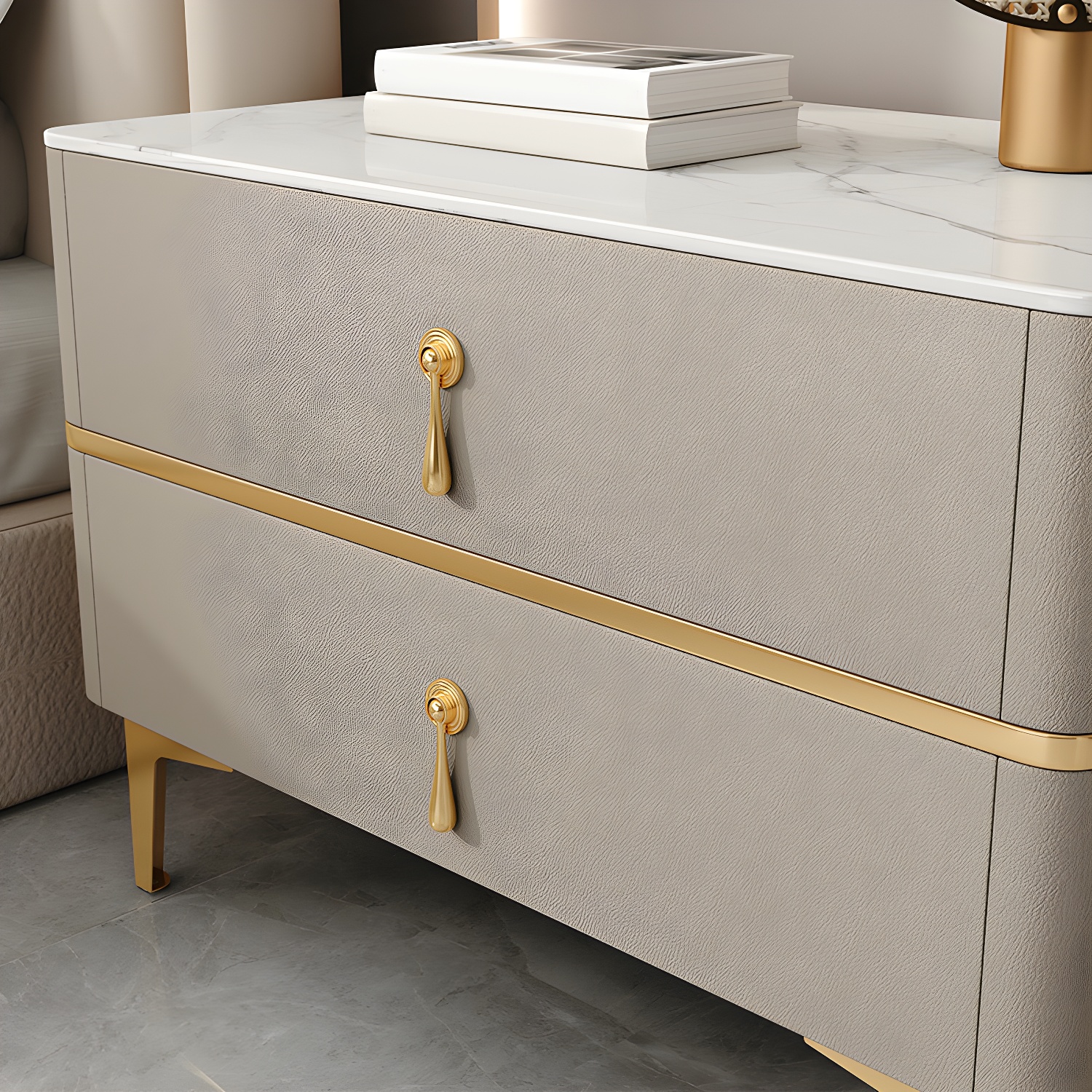 Glam Sintered Stone Nightstand | Ormau - image 16