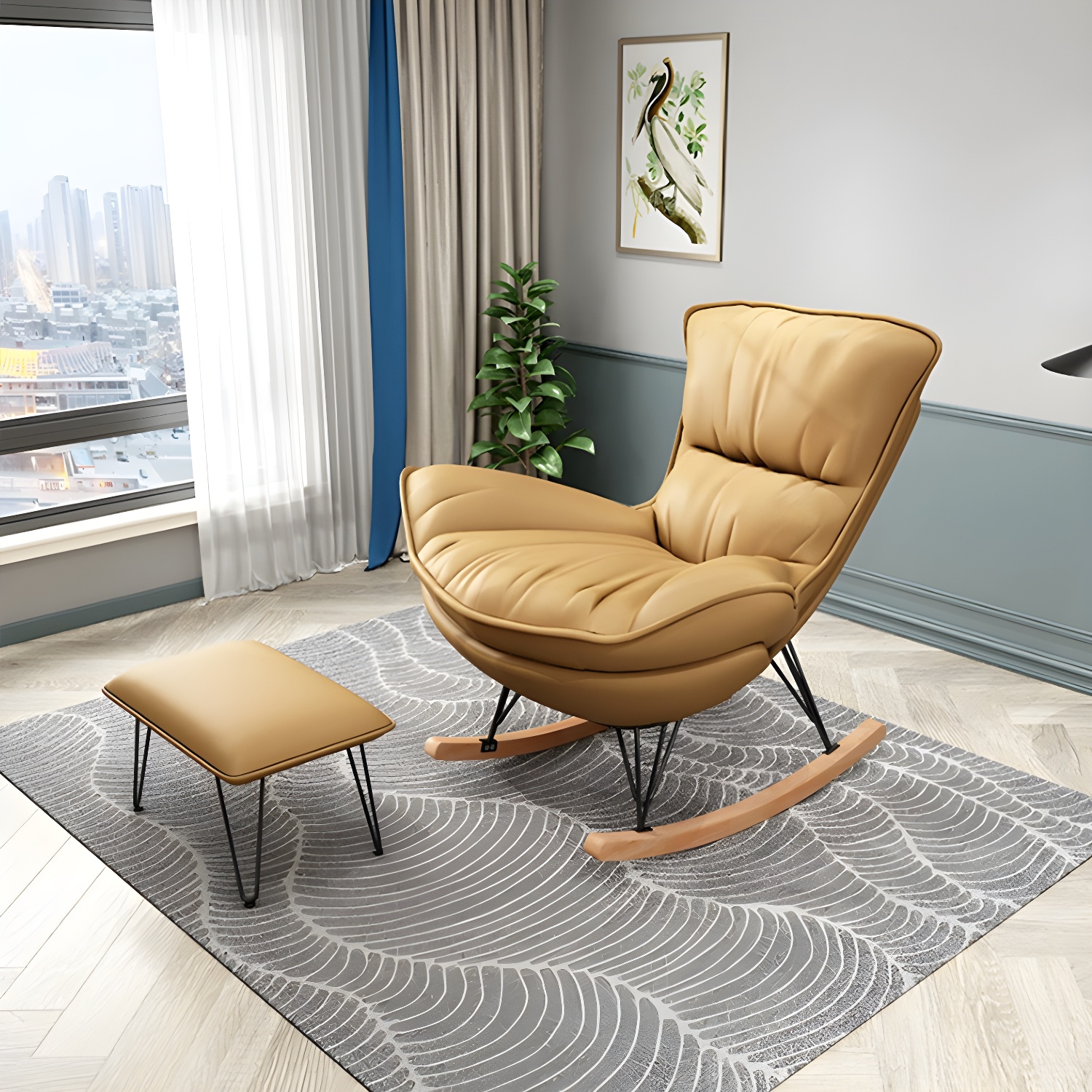 Modern Rocking Chair with Ottoman | Ormau - image 11